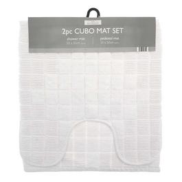 Country Club Shower & Pedestal Mat Set - White - Cubo