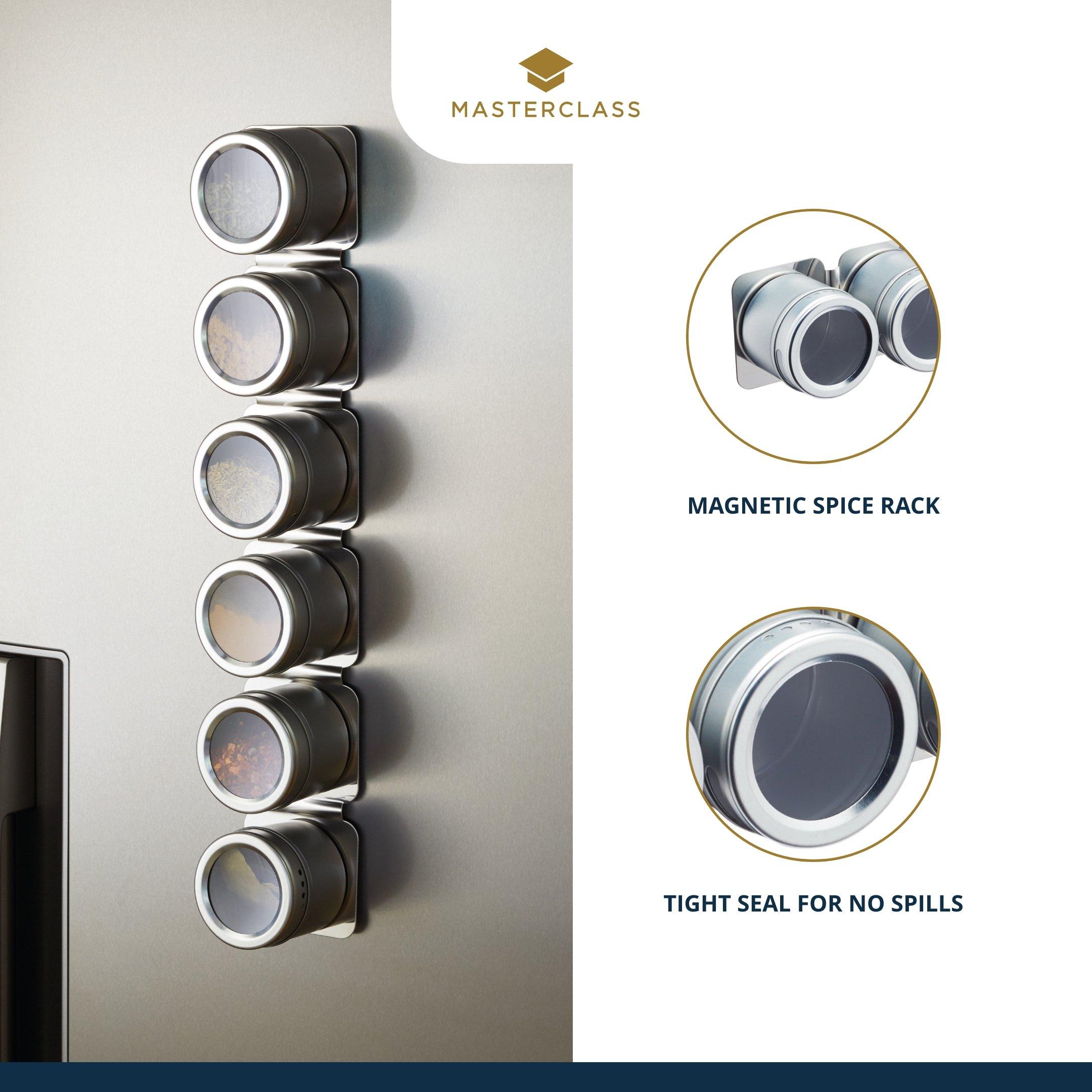 Silver - MasterClass - 6 Jar Magnetic Spice Rack - 7