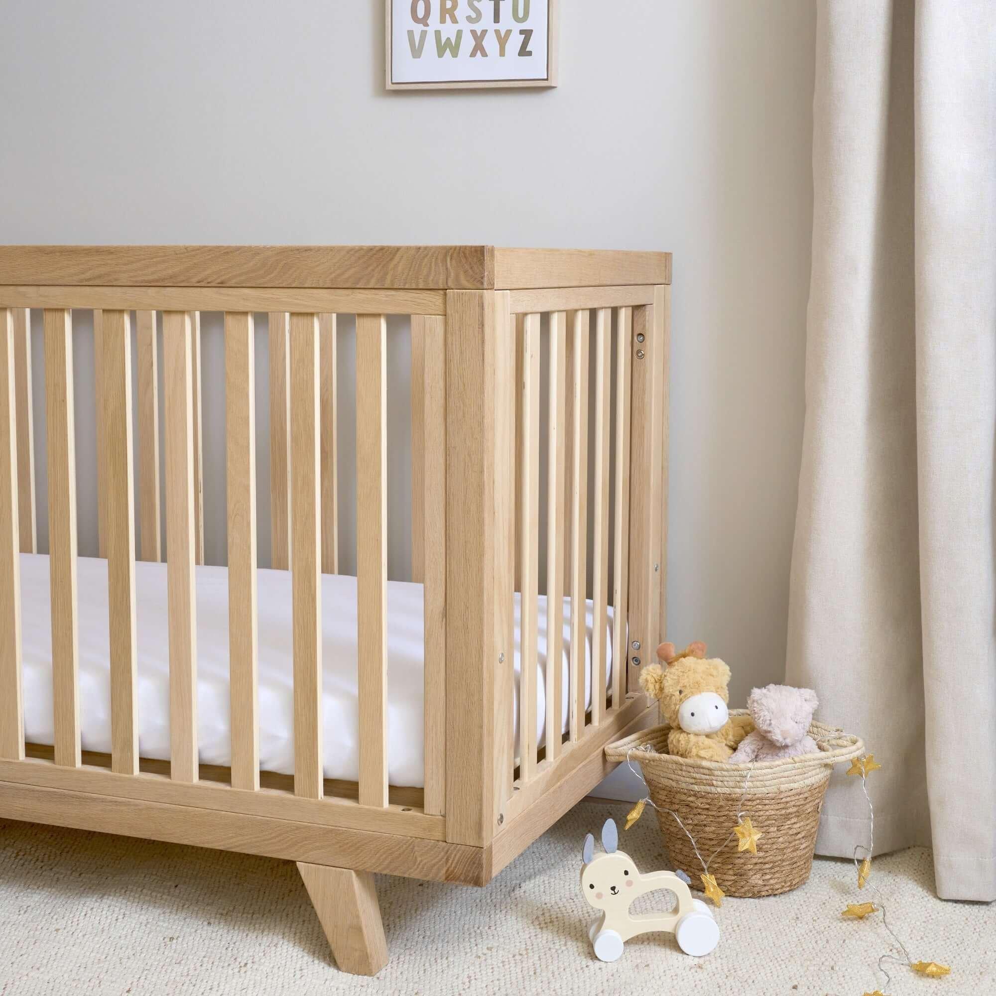 Natural - Clair De Lune - Clair de Lune Oak Cot Bed and Extension Kit Bundle - 4