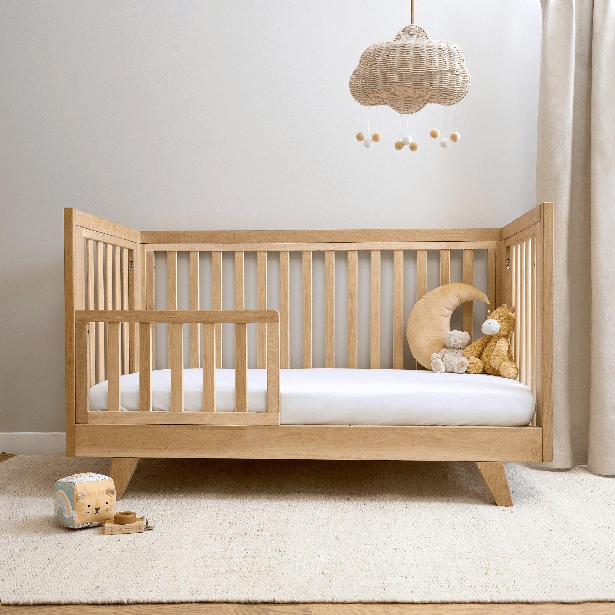 Natural - Clair De Lune - Clair de Lune Oak Cot Bed and Extension Kit Bundle - 5