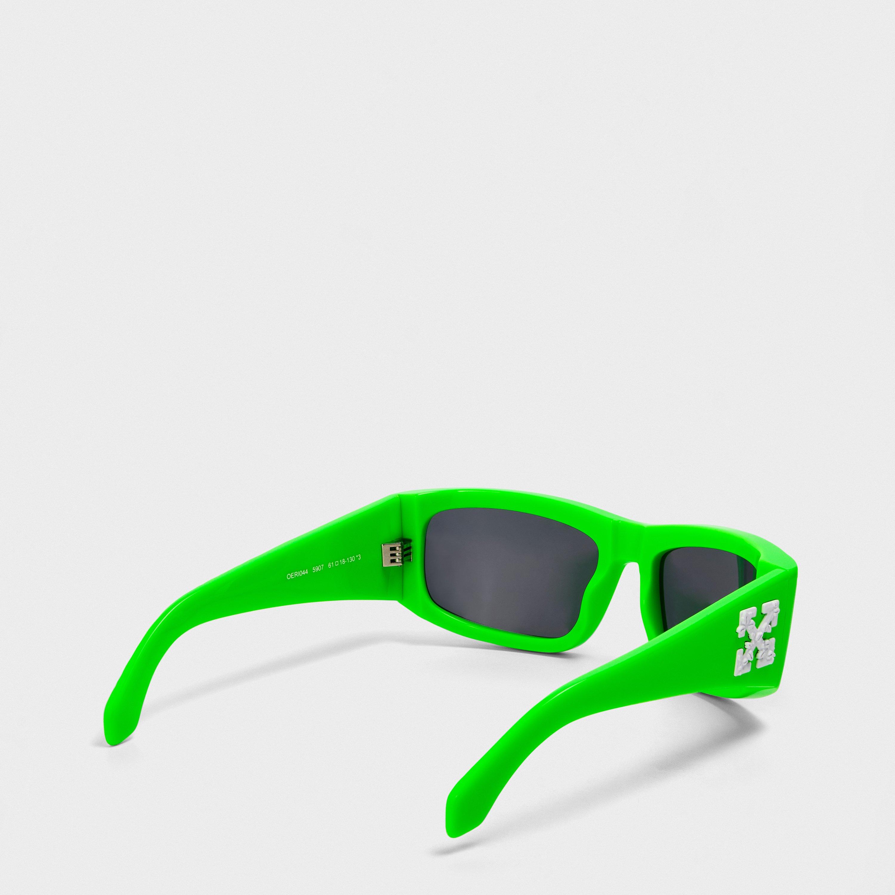 Green/Dark Grey - Off White - Unisex Square Sunglasses, Square Design - 2