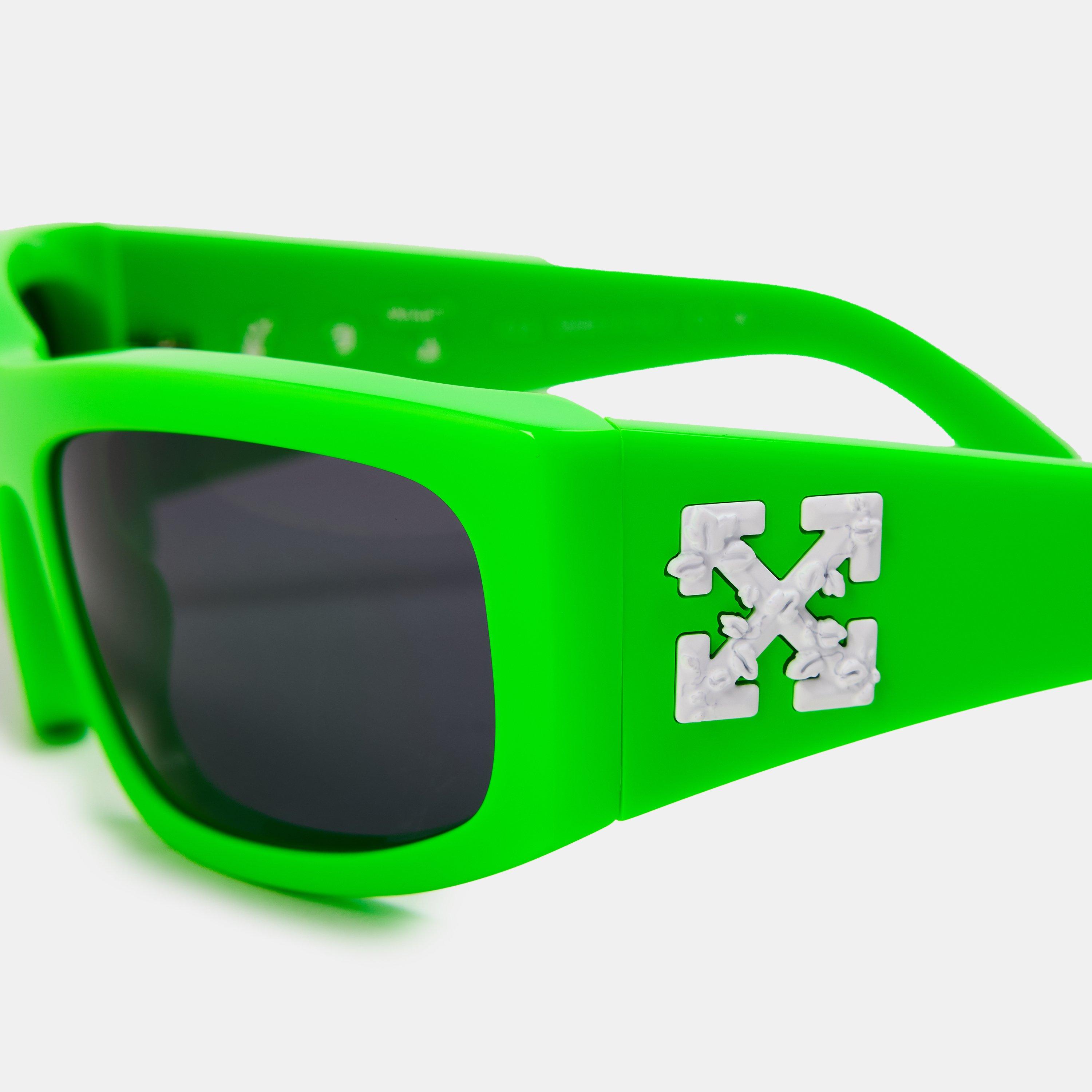 Green/Dark Grey - Off White - Unisex Square Sunglasses, Square Design - 3