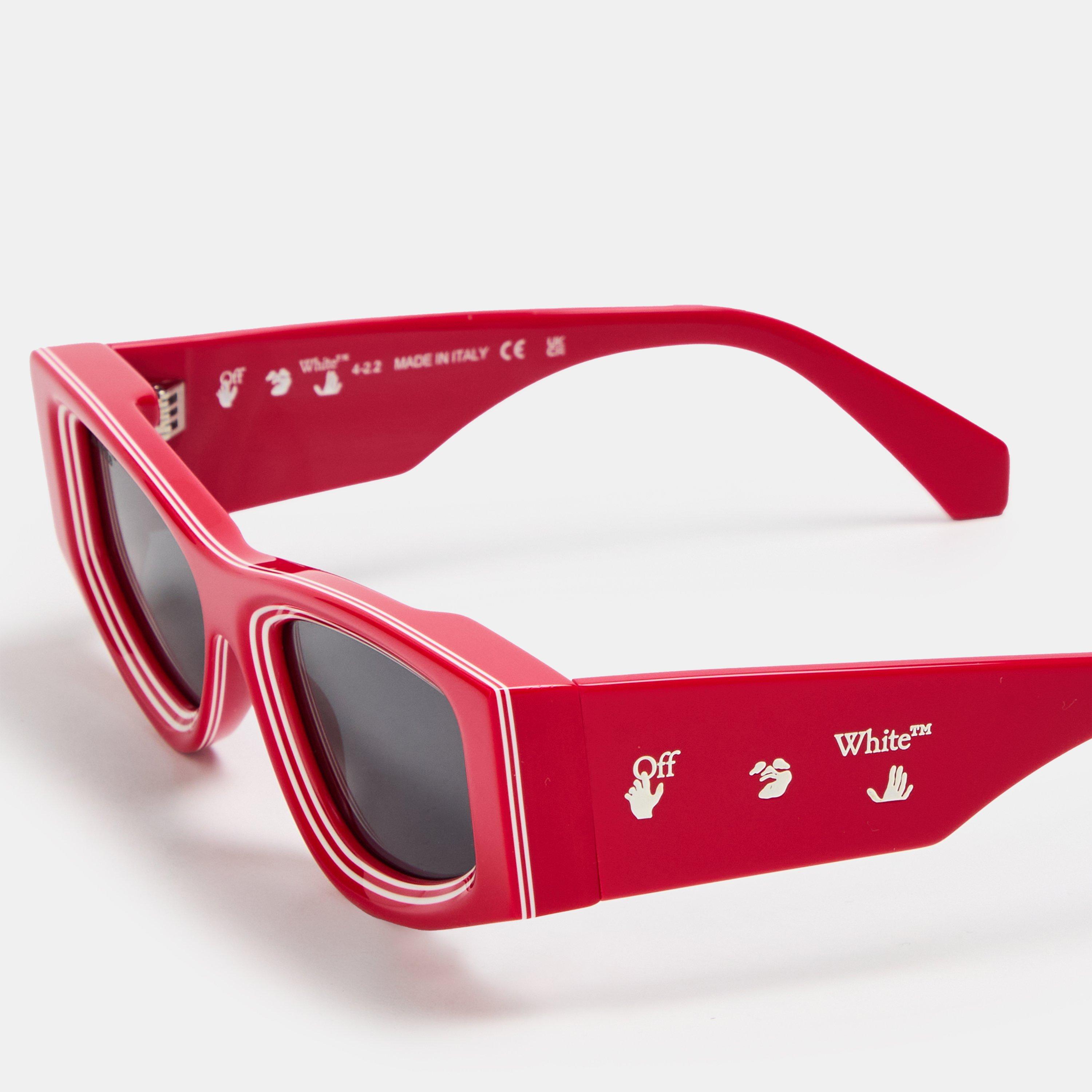 Red - Off White - Unisex Andy Square Sunglasses - 4