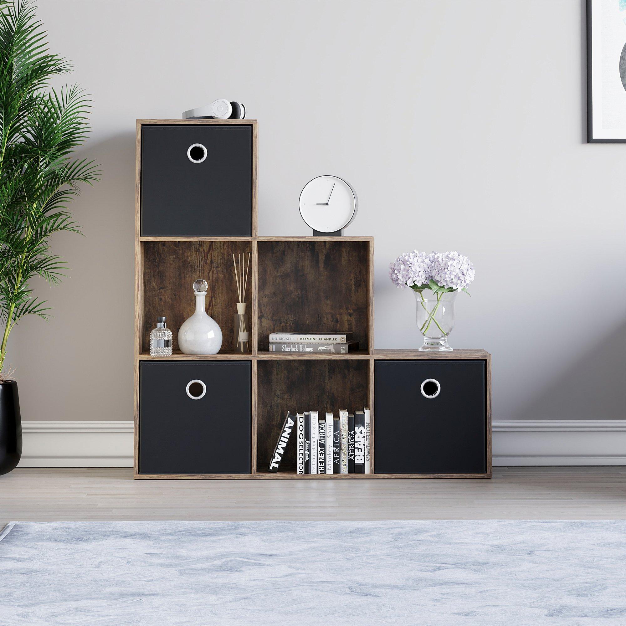 Black - Lassic - 6 Cube Storage Unit DB + Set of 3 Storage Cubes - 3