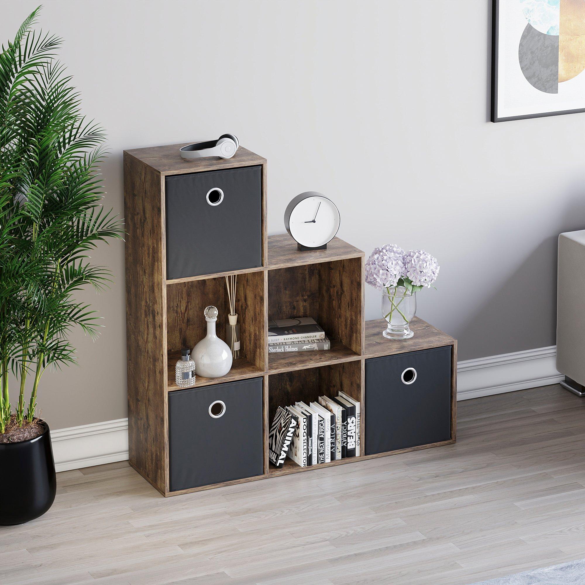 Black - Lassic - 6 Cube Storage Unit DB + Set of 3 Storage Cubes - 5