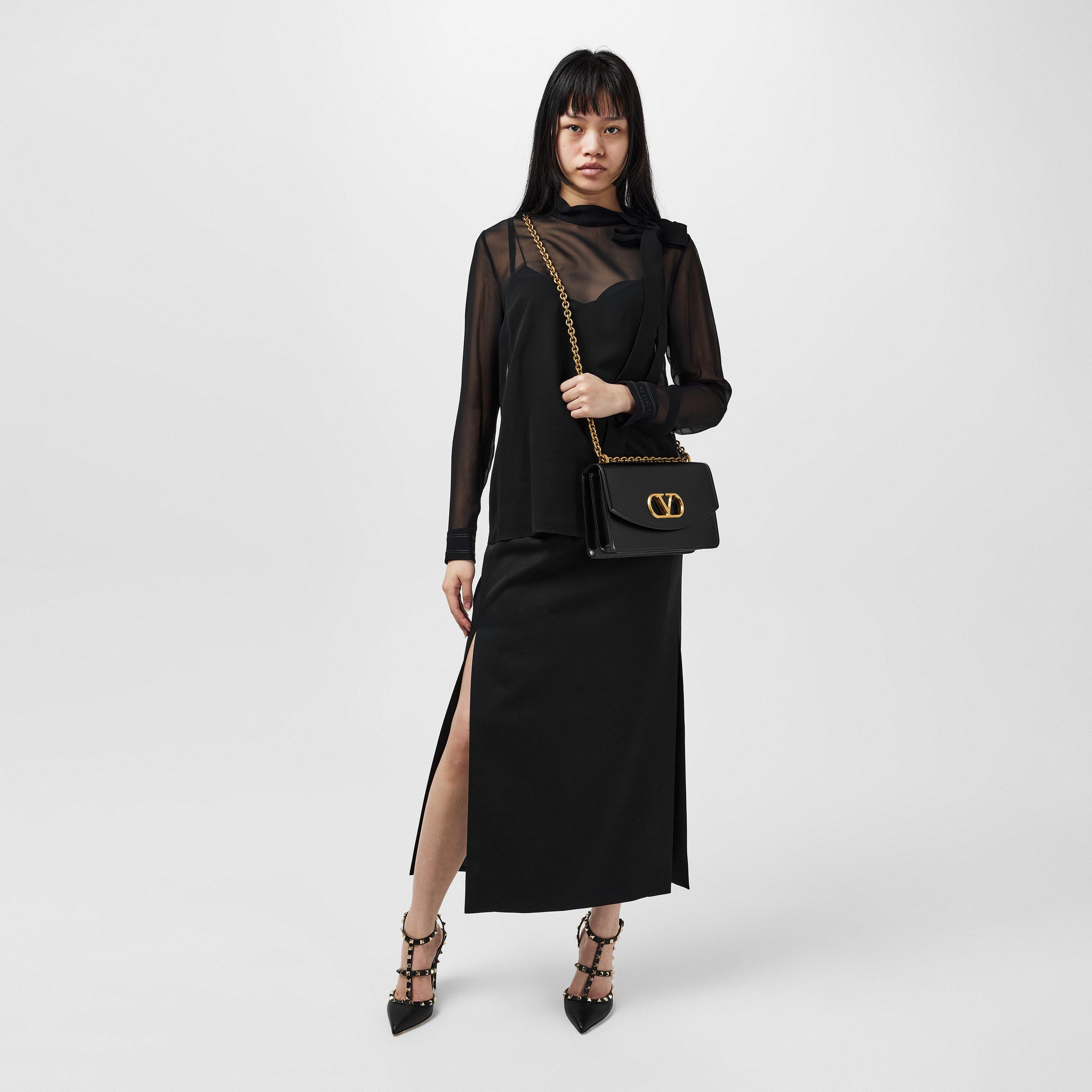 Black - Valentino Garavani - Medium Vain Shoulder Bag - 6