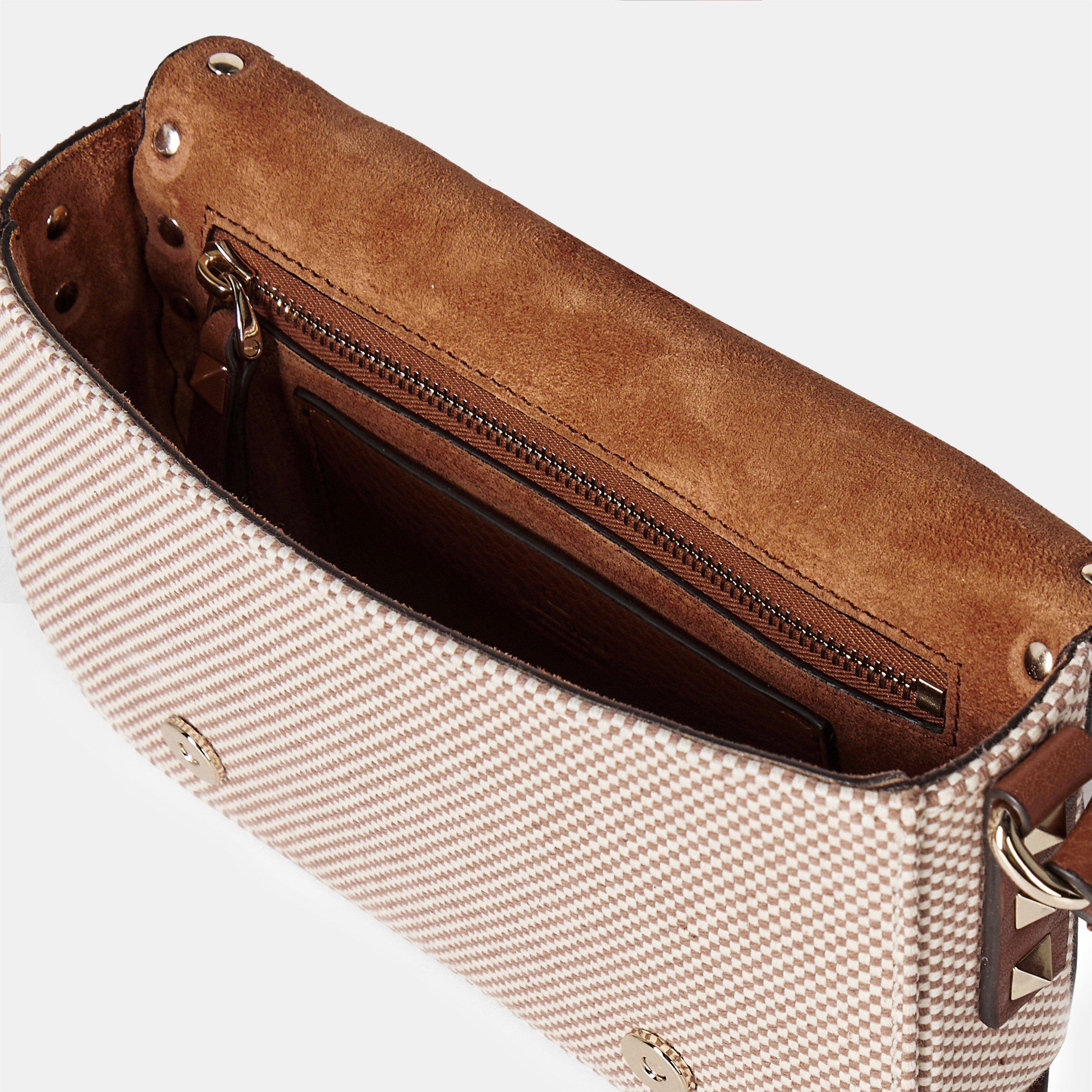 Natural/Seleria - Valentino Garavani - Rockstud Small Canvas Shoulder Bag - 5