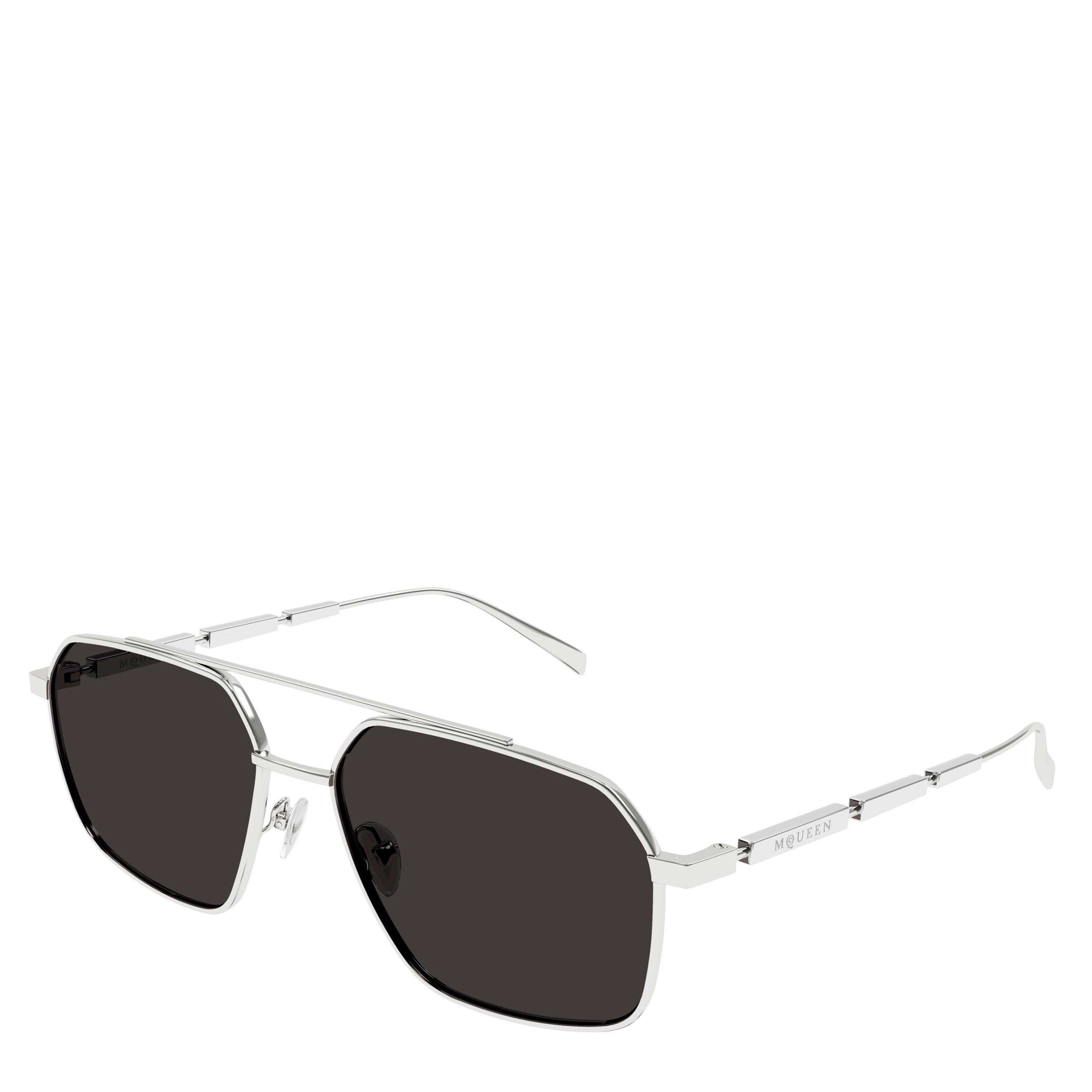 Alexander McQueen Men's Metal UV Protection Aviator Sunglasses - Silver/Grey