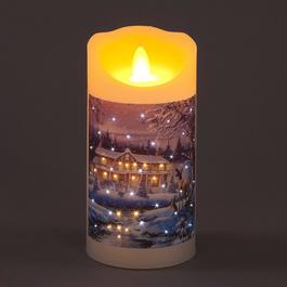 Snowtime 15cm Christmas Scene Candle Decoration