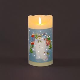 Snowtime 15cm Snowman & Snowdog Village Candle Decoration