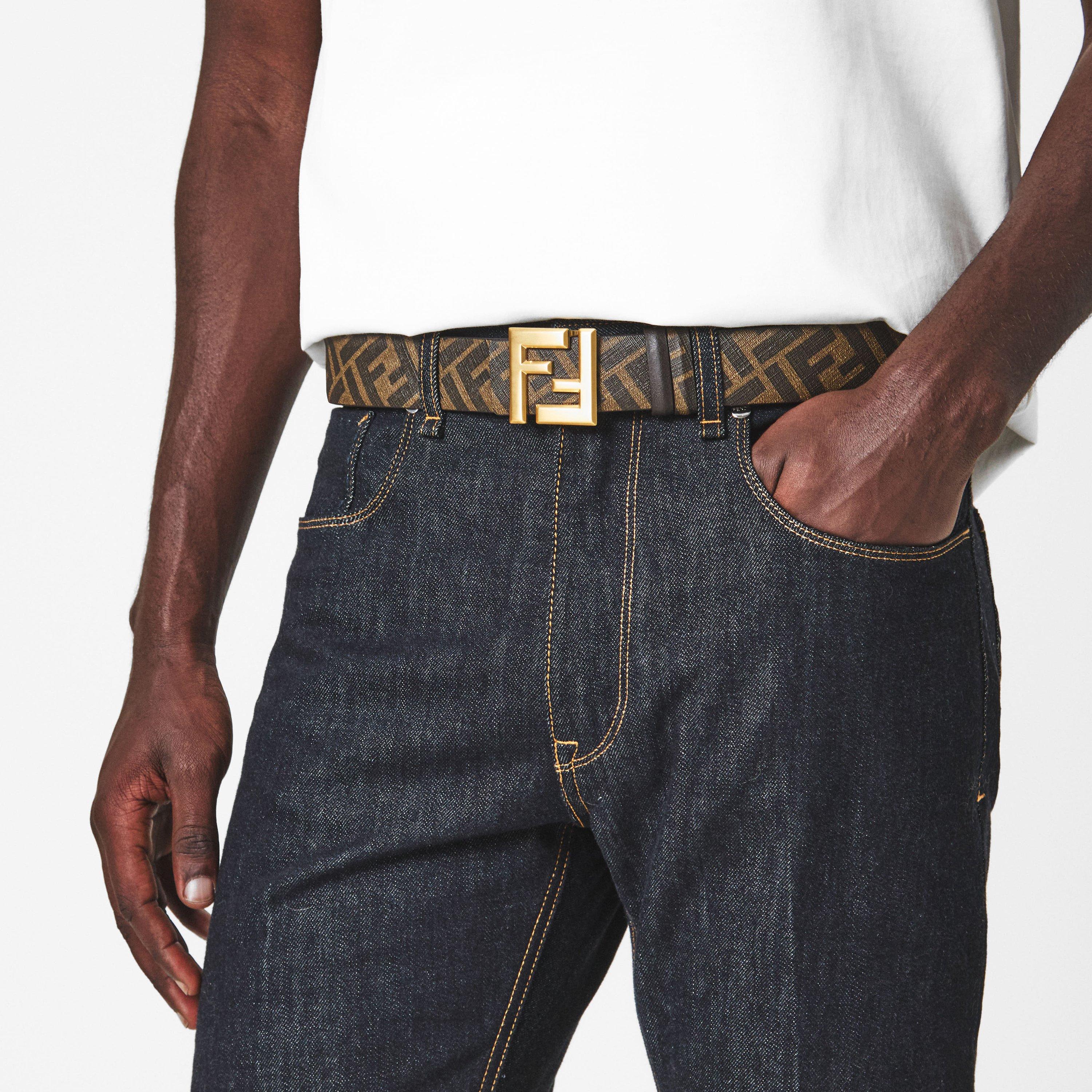 Brown - Fendi - Mens FF Reversible Belt - 3