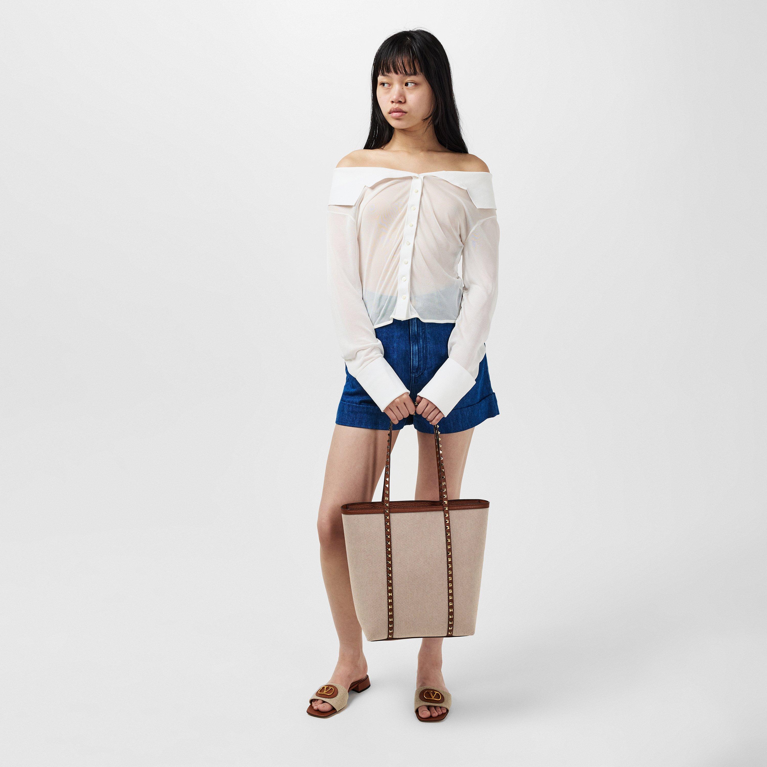 Natural/Tobacco - Valentino Garavani - Women's Rockstud Tote Bags - 6