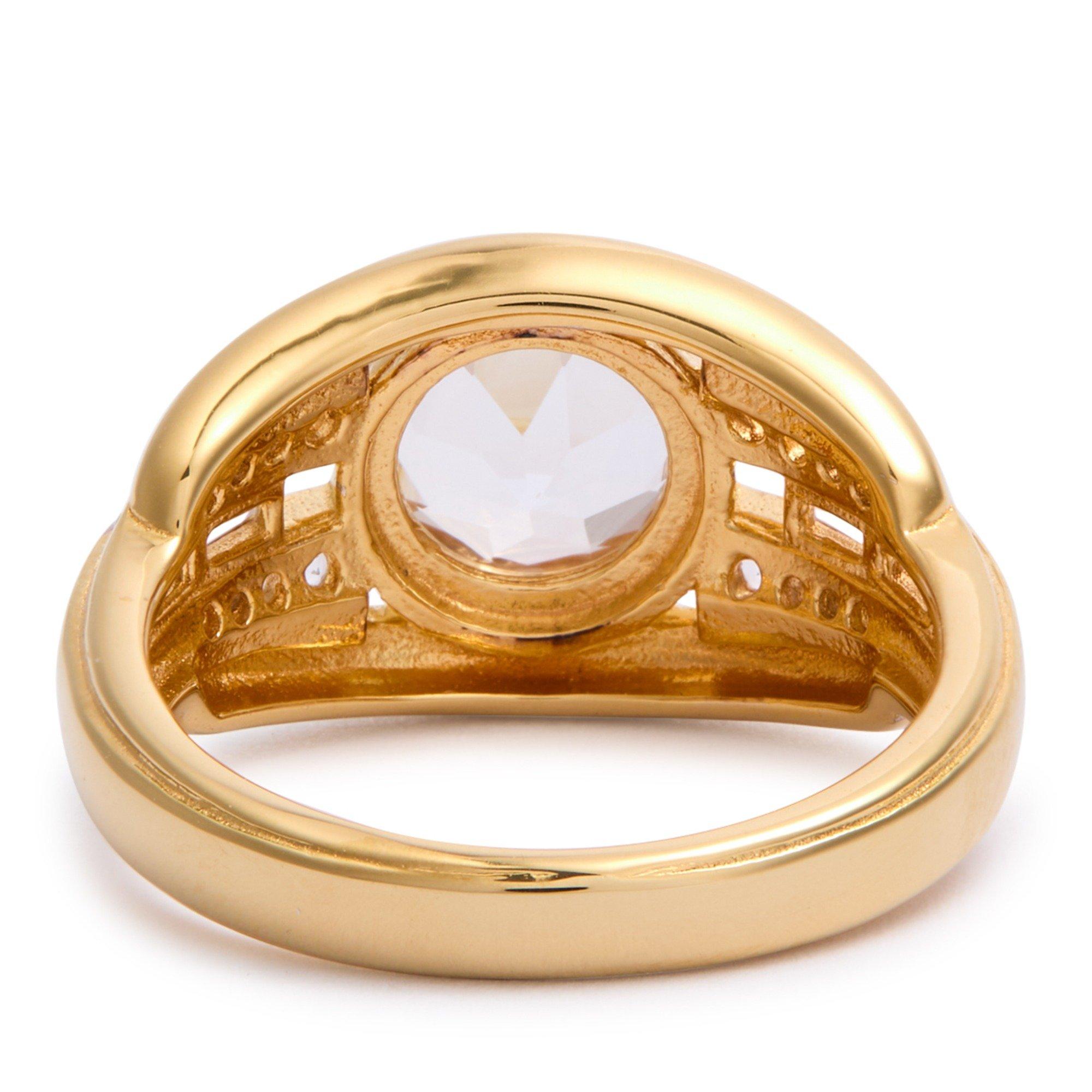 GOLD - V Jewellery - Women's Olive Gold Vermeil White Topaz Band Ring - 4