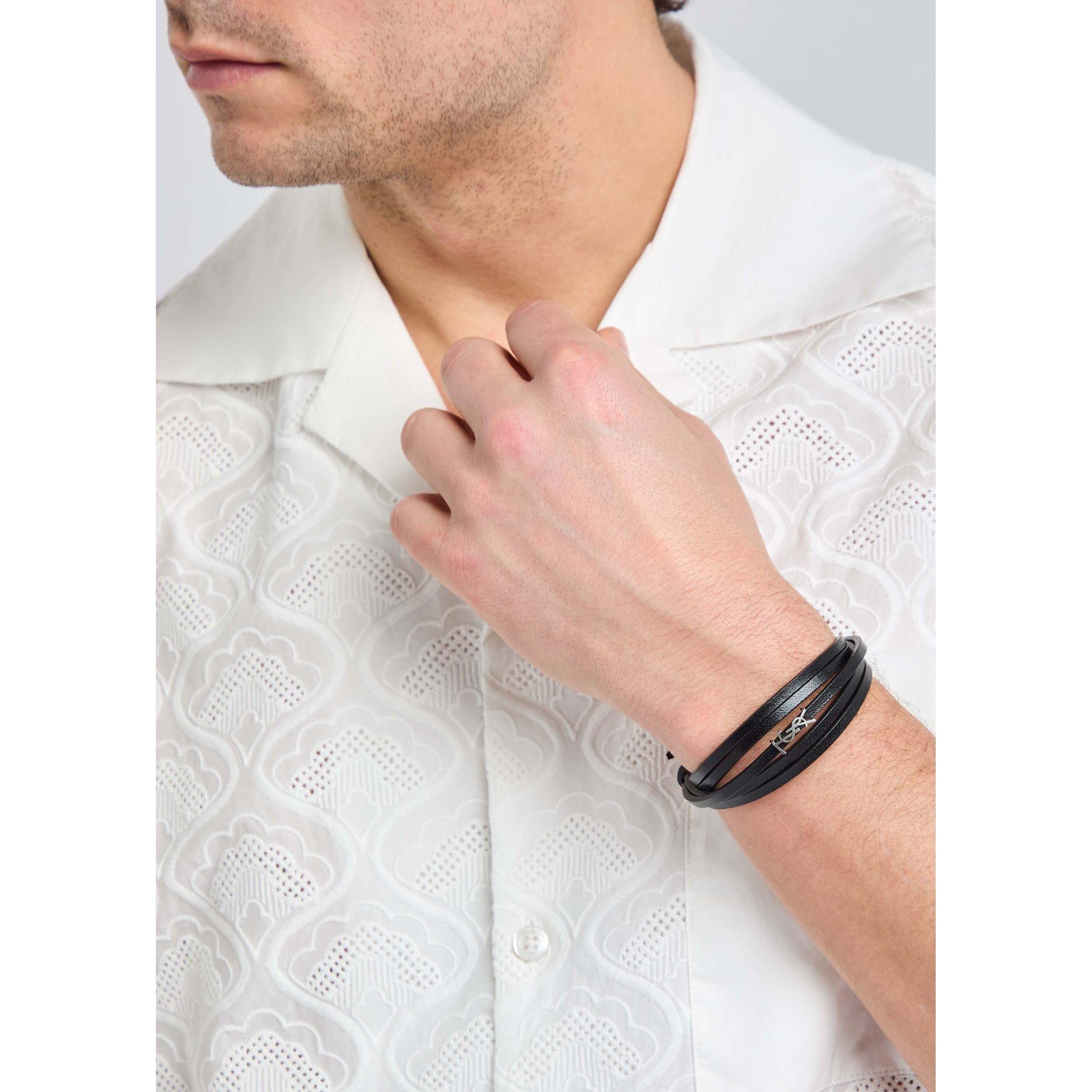 BLACK - Saint Laurent - Men's Leather Bracelet - 3