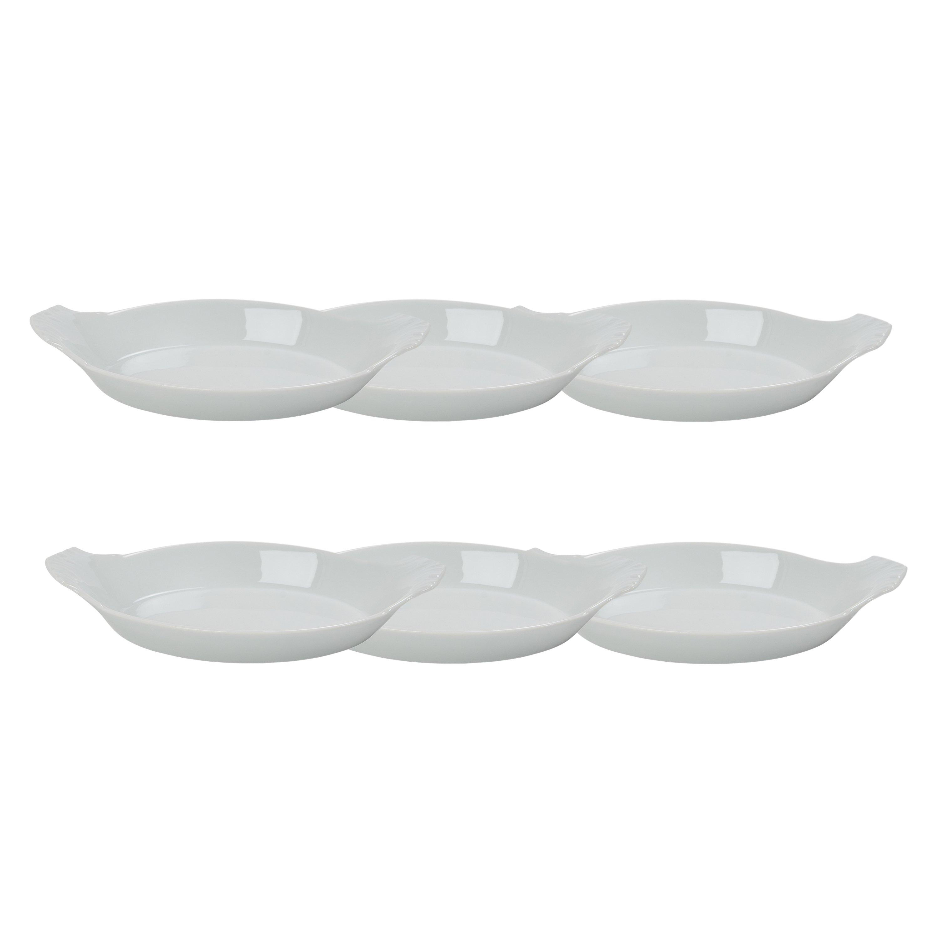 White - Unknown - Oval-Eared Porcelain Serveware Set of 6 - 1