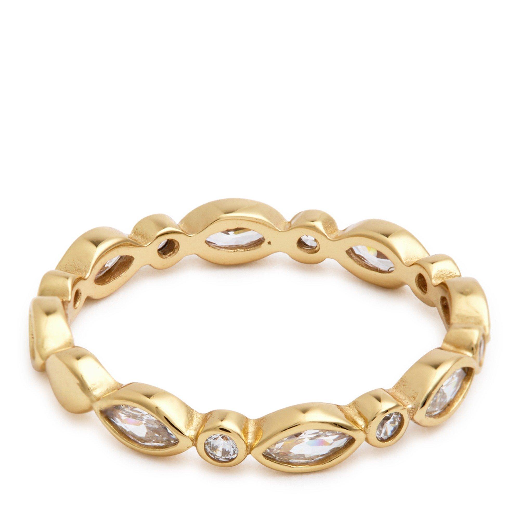 GOLD - Astrid and Miyu - Women's Navette Crystal Band Ring - 2