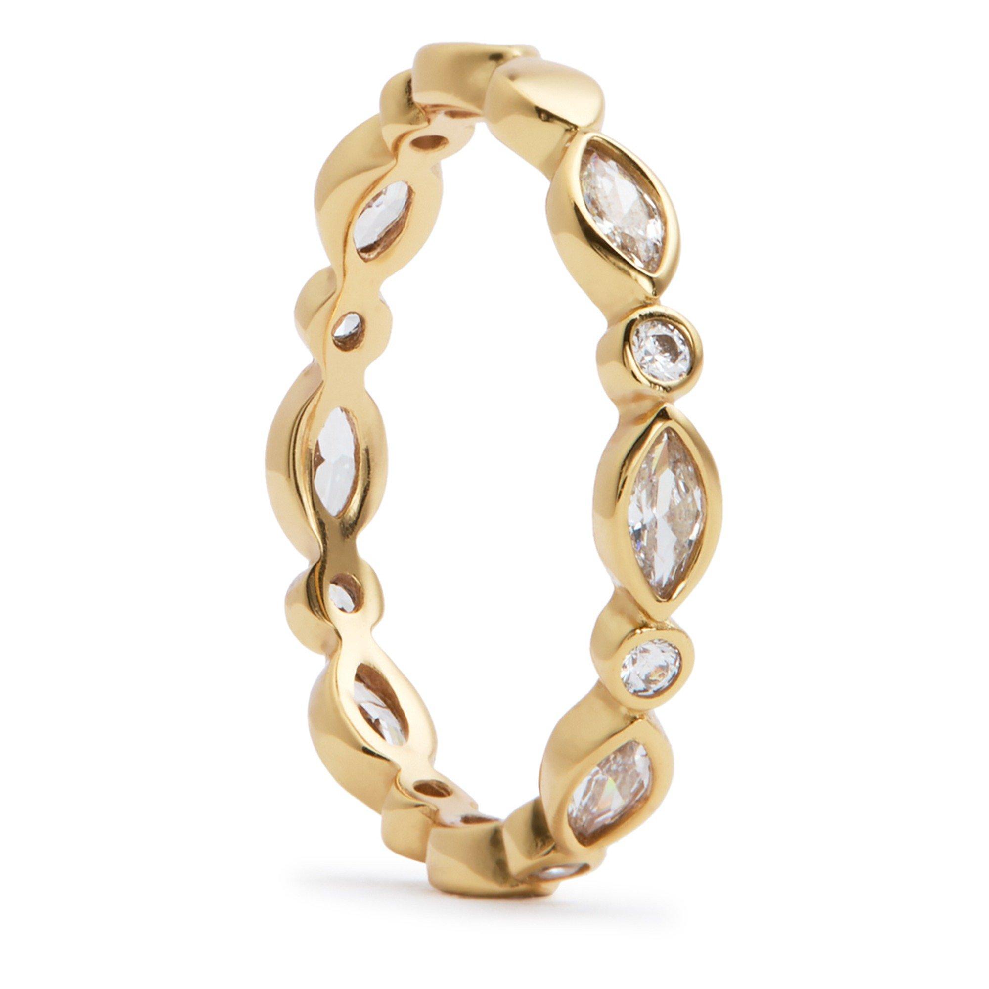 GOLD - Astrid and Miyu - Women's Navette Crystal Band Ring - 4