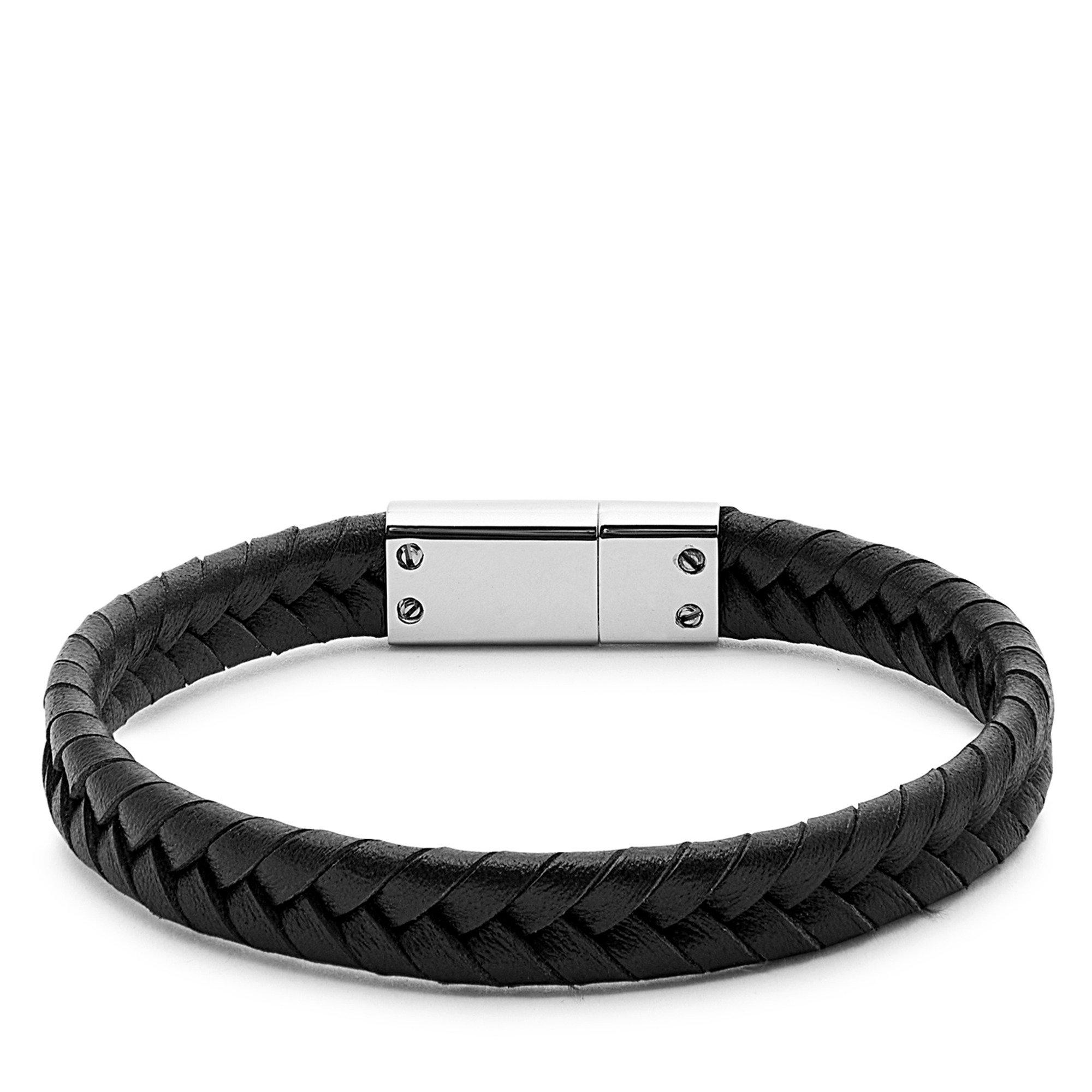 BLACK - Paul Smith - Men's Two Tone Leather Bracelet - 2