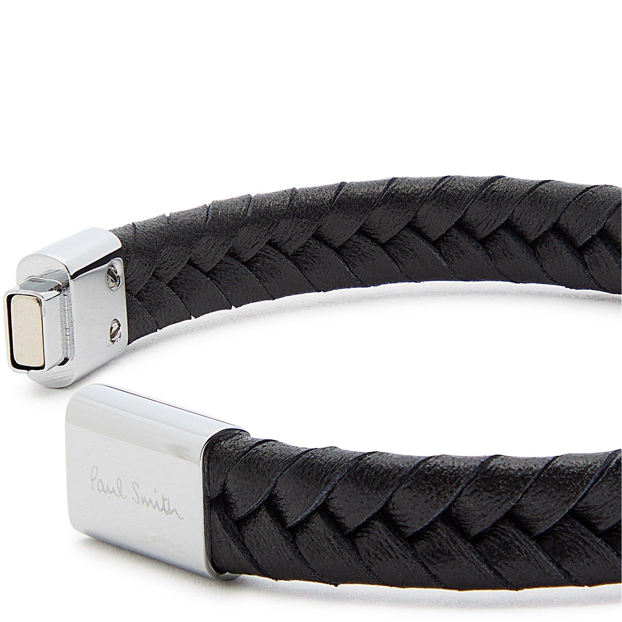 BLACK - Paul Smith - Men's Two Tone Leather Bracelet - 3