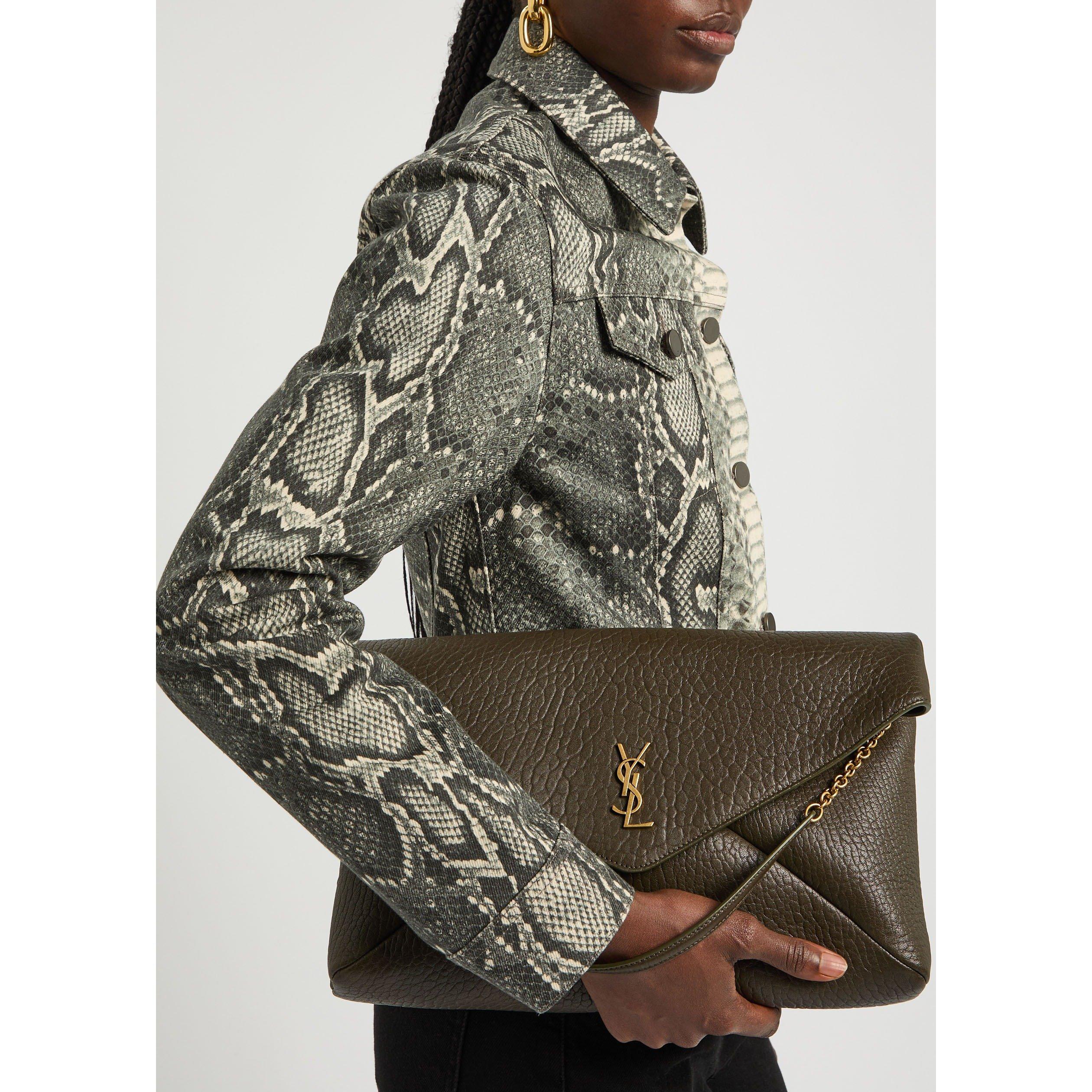 KHAKI - Saint Laurent - EW ENVELOPE SOFT POUCH W CHAIN - 3