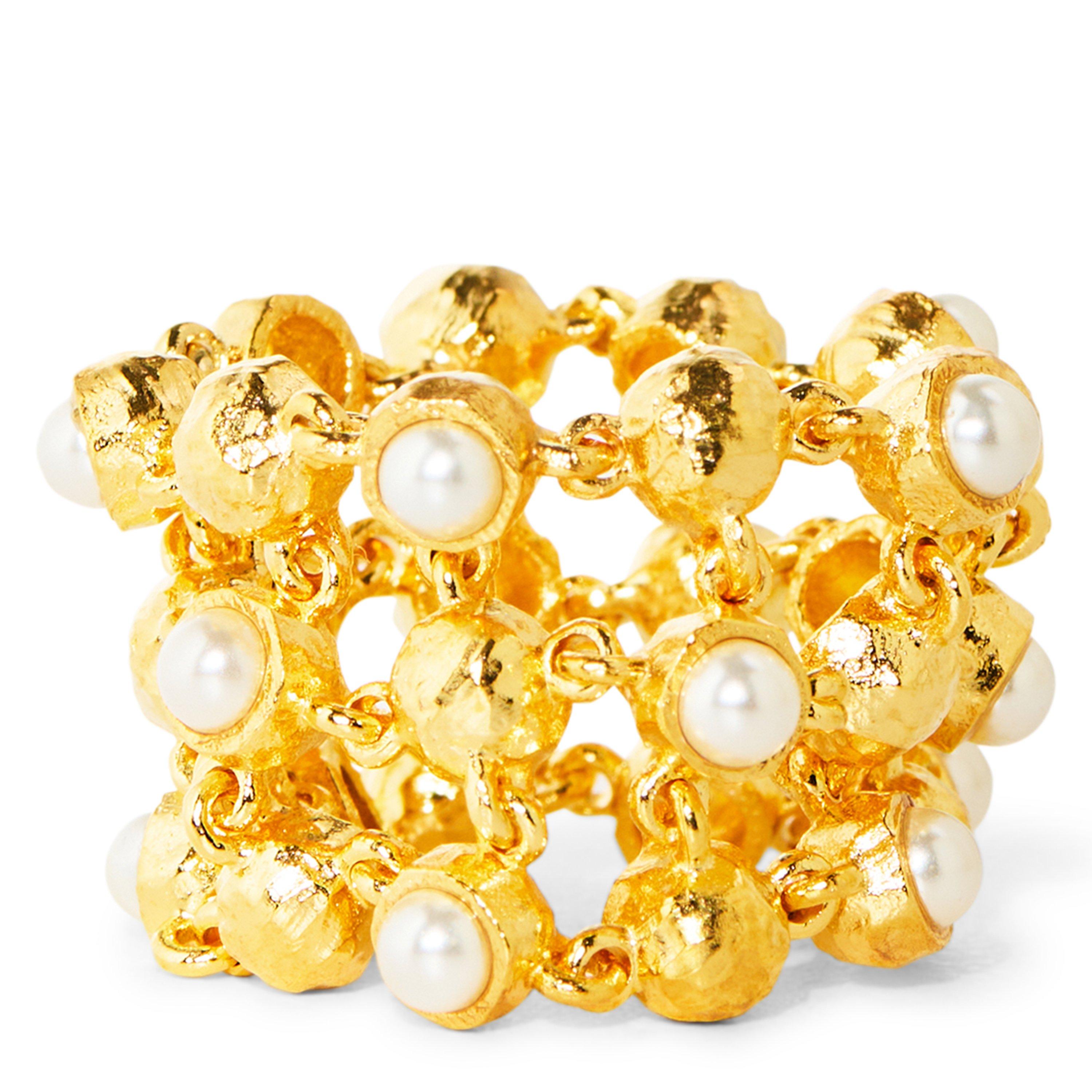 GOLD AND OTHER - Joanna Laura Constantine - MESH ORBS RING WITH PEARL - 1