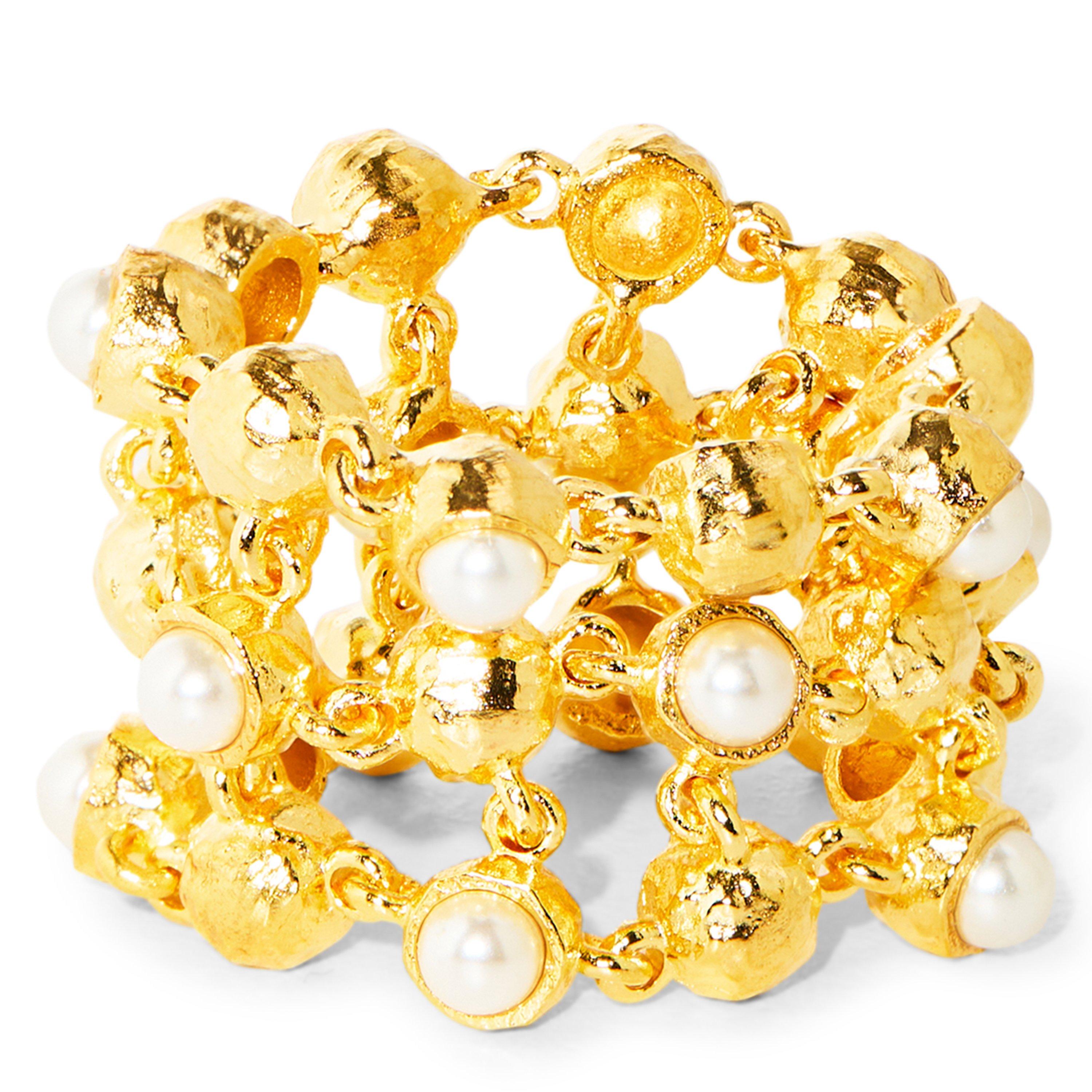 GOLD AND OTHER - Joanna Laura Constantine - MESH ORBS RING WITH PEARL - 2