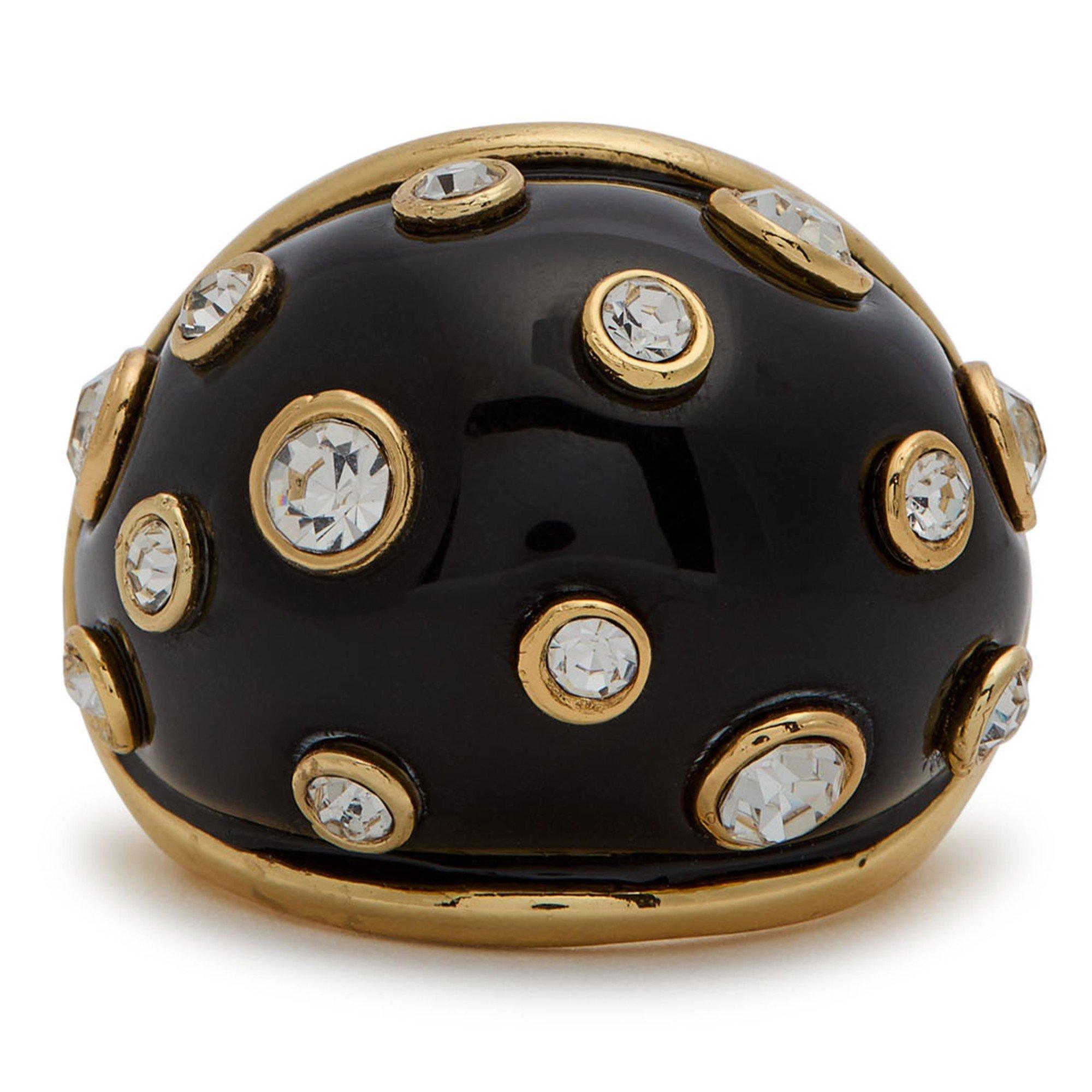 BLACK AND OTHER - Kenneth Jay Lane - wide gold w/ crystal dots blac - 1