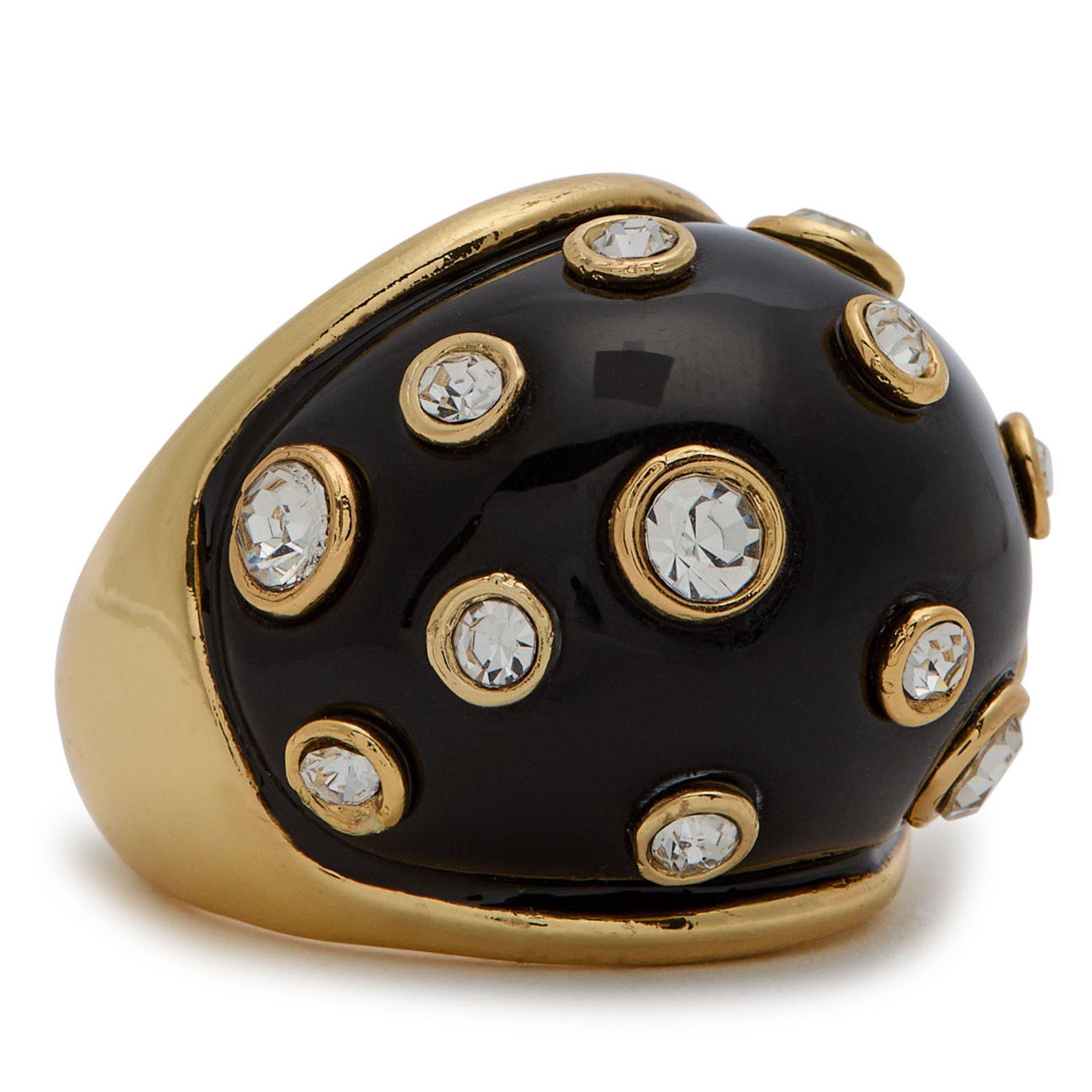 BLACK AND OTHER - Kenneth Jay Lane - wide gold w/ crystal dots blac - 2