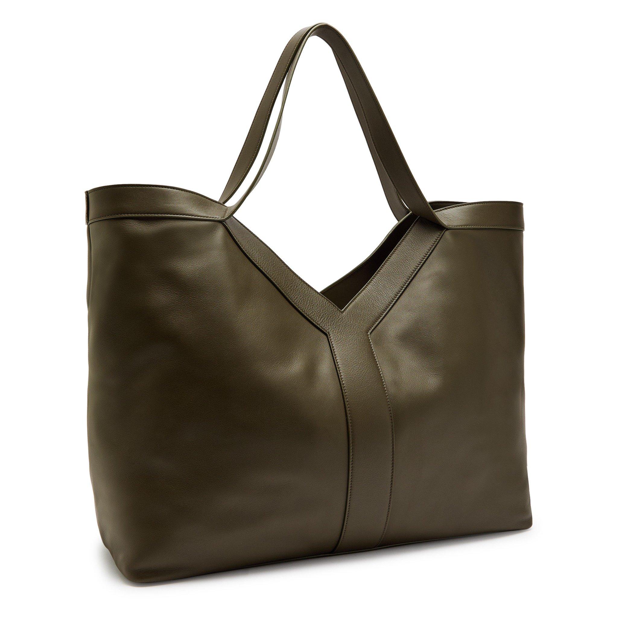 DARK BROWN - Saint Laurent - Men's Y Giant Leather Tote Bag - 2