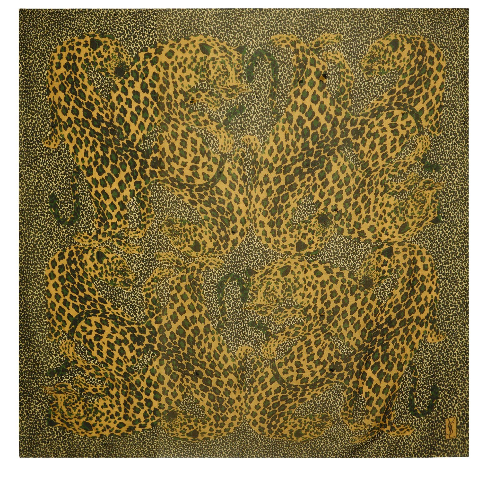 MULTICOLOURED - Saint Laurent - LEOPARD SILK SCARF - 1