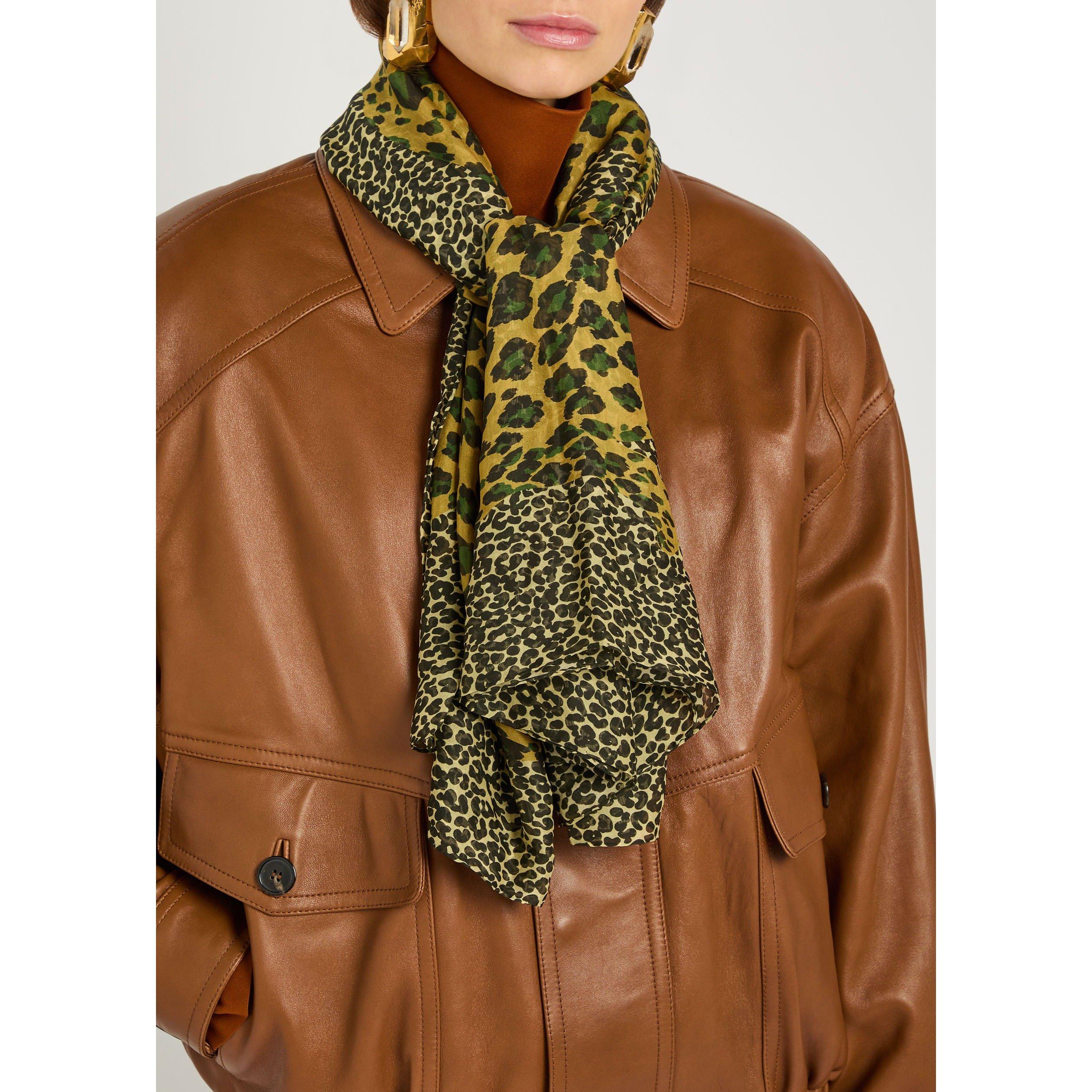 MULTICOLOURED - Saint Laurent - LEOPARD SILK SCARF - 2