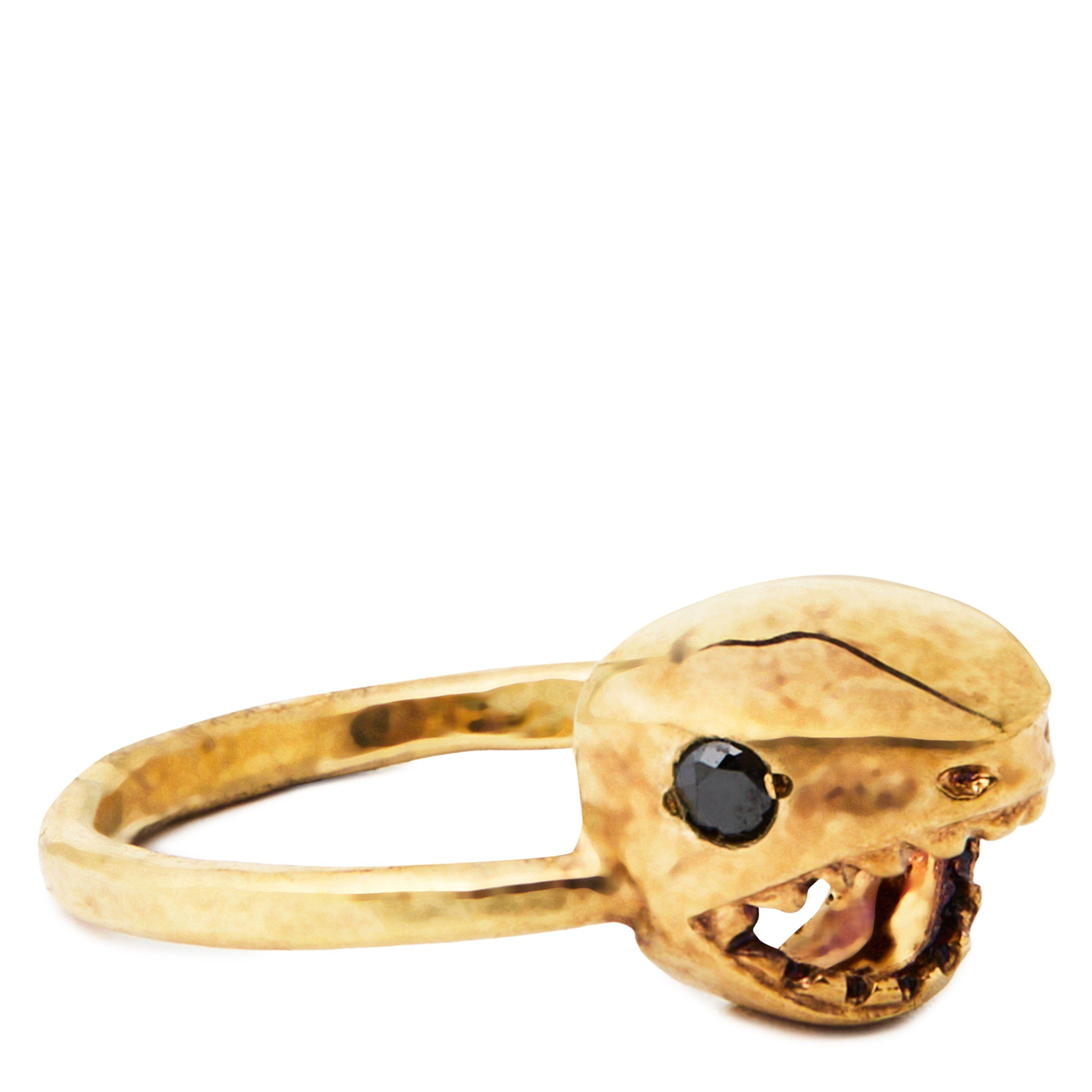 GOLD - Daisy Knights - Women's Little Shark Gold Diamond Band Ring - 1