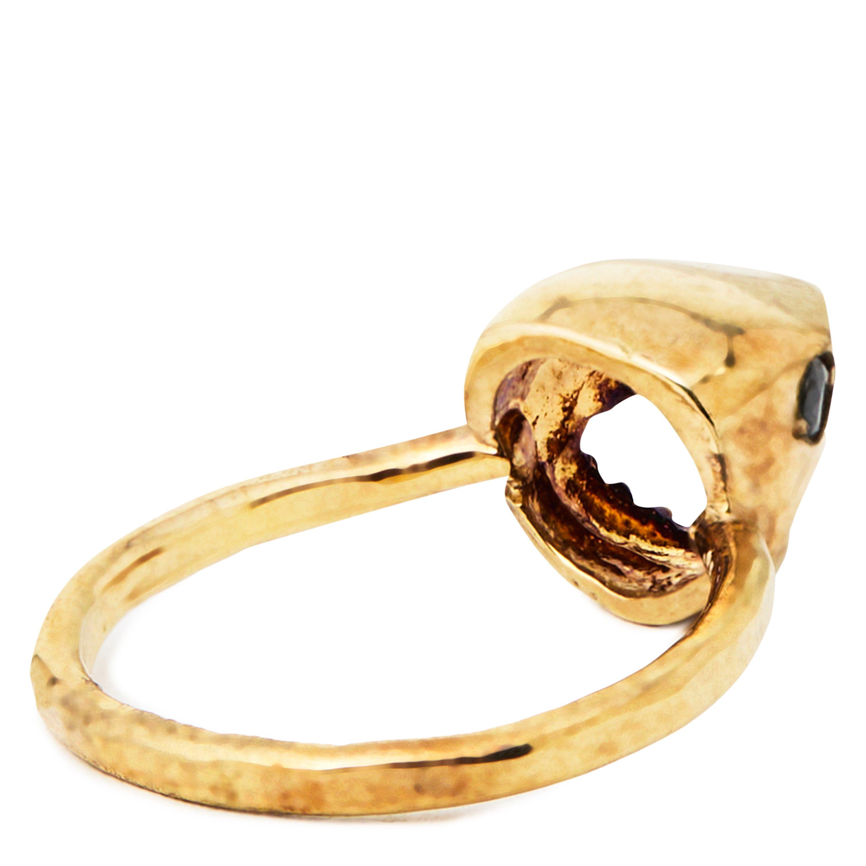 GOLD - Daisy Knights - Women's Little Shark Gold Diamond Band Ring - 2