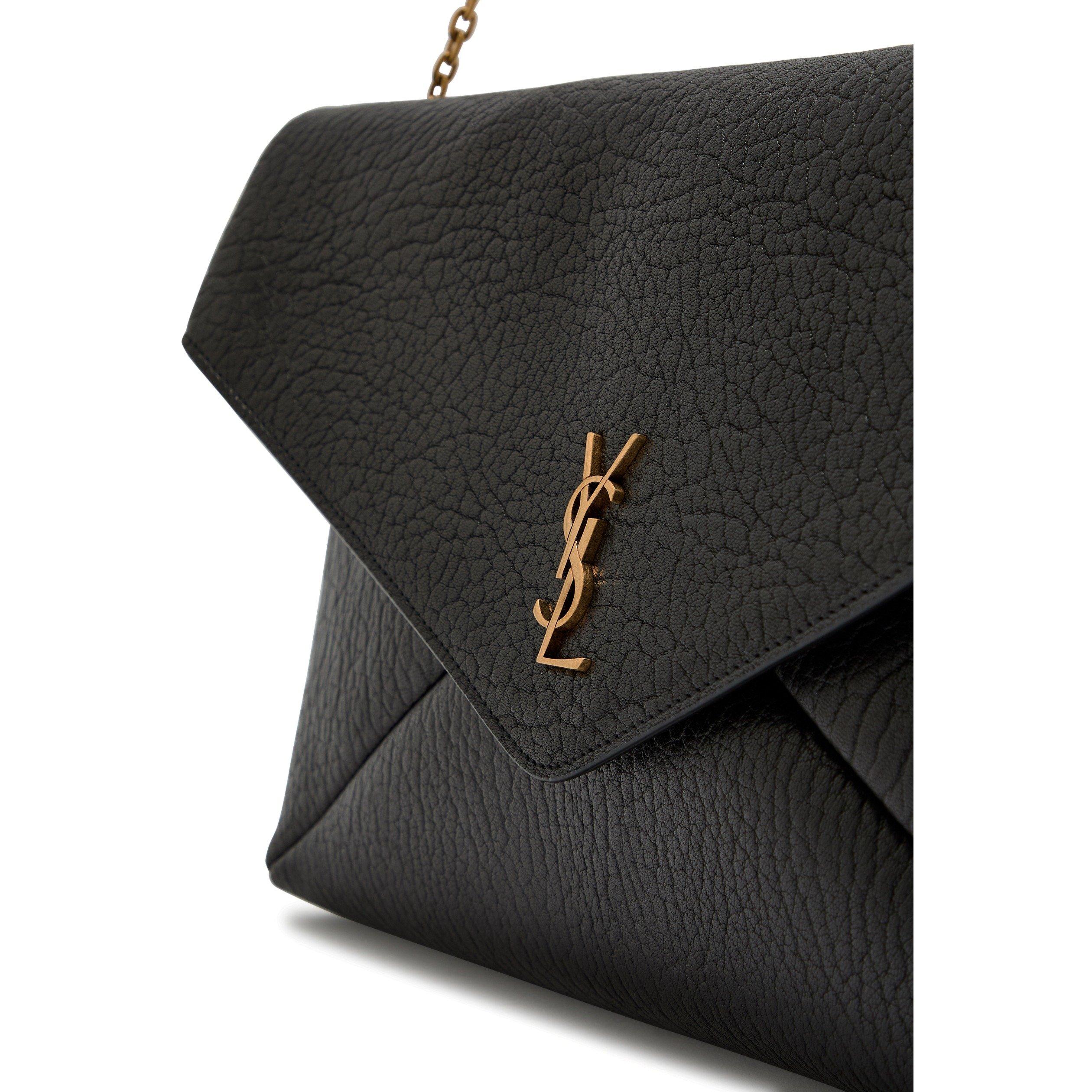 BLACK - Saint Laurent - Women's Envelope Leather Chain Pouch - 4