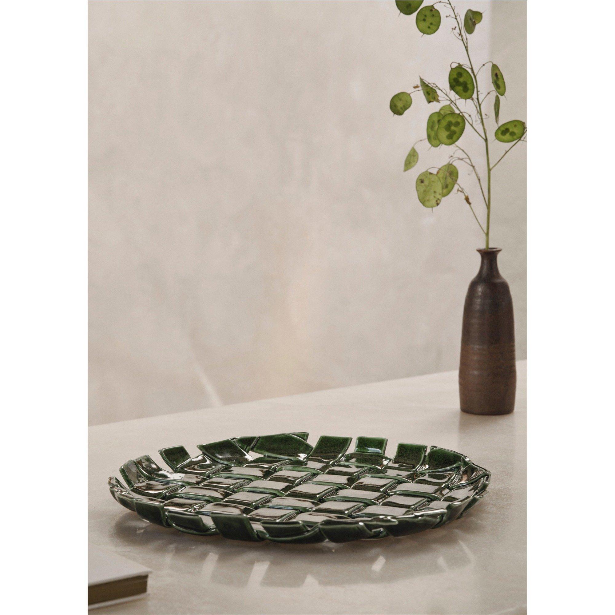 GREEN - ferm LIVING - Plait Ceramic Platter - 2
