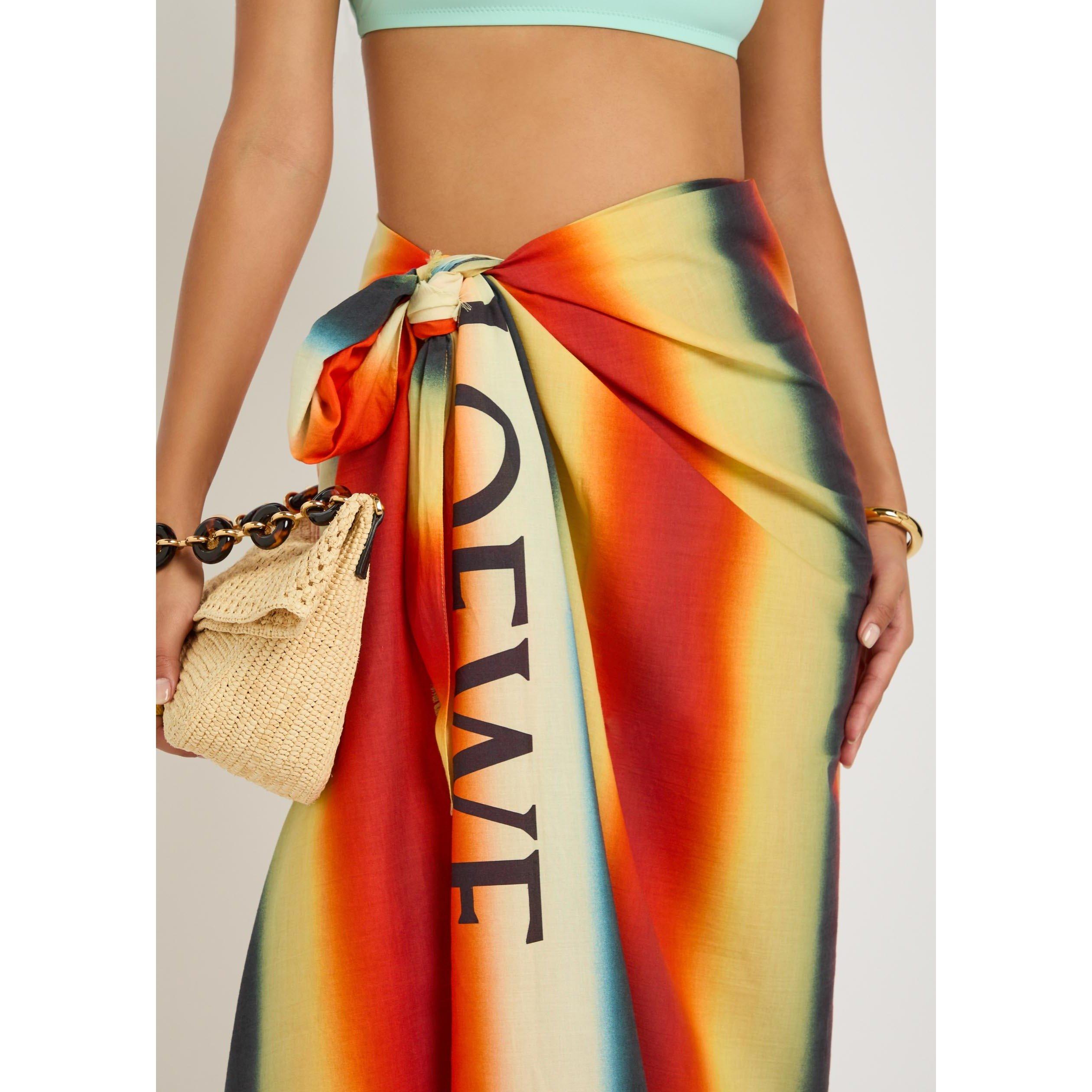 ORANGE - Loewe - Women's Striped Cotton Sarong - 3