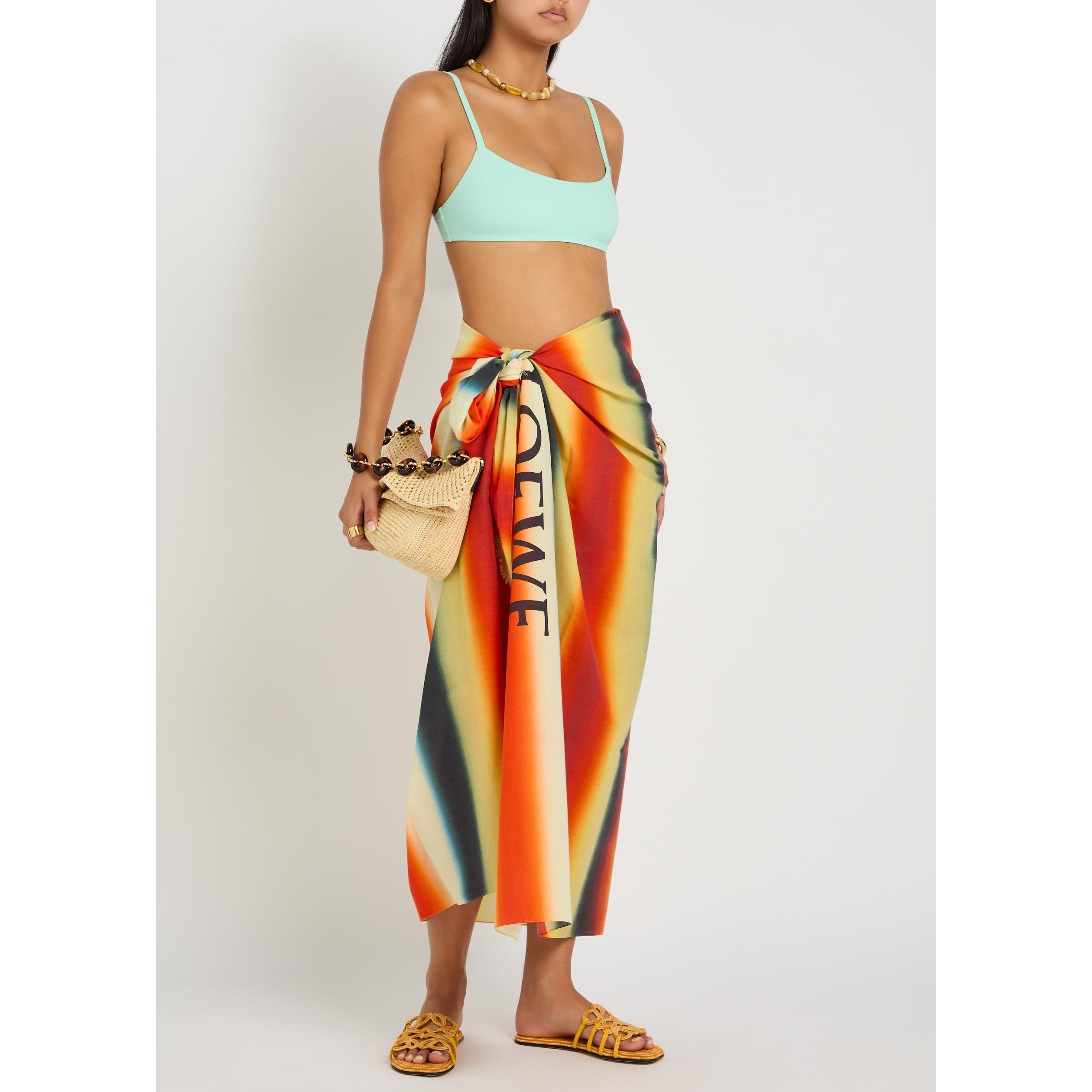 ORANGE - Loewe - Women's Striped Cotton Sarong - 5