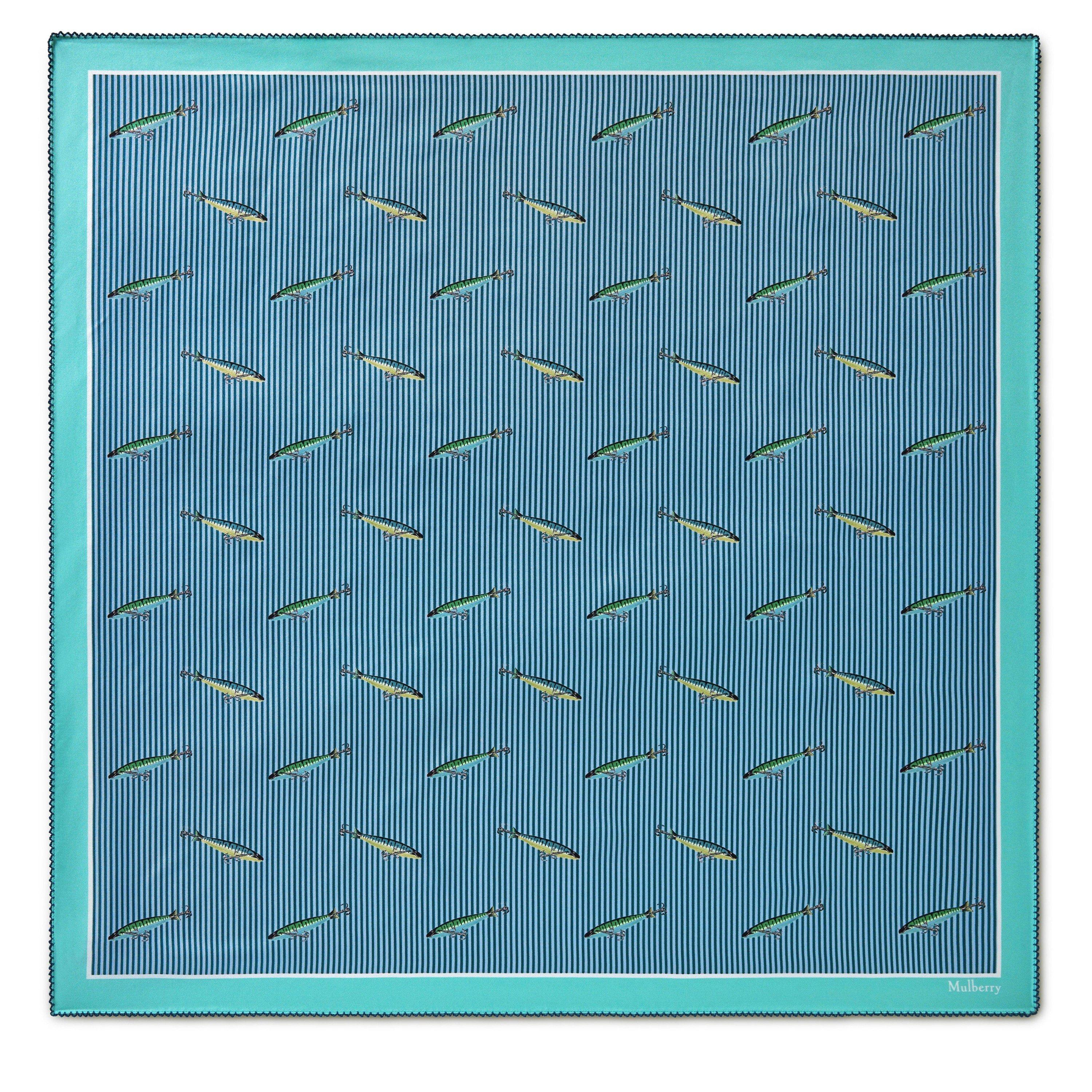 BLUE - Mulberry - FISHING LURES SQUARE 70 SCARF