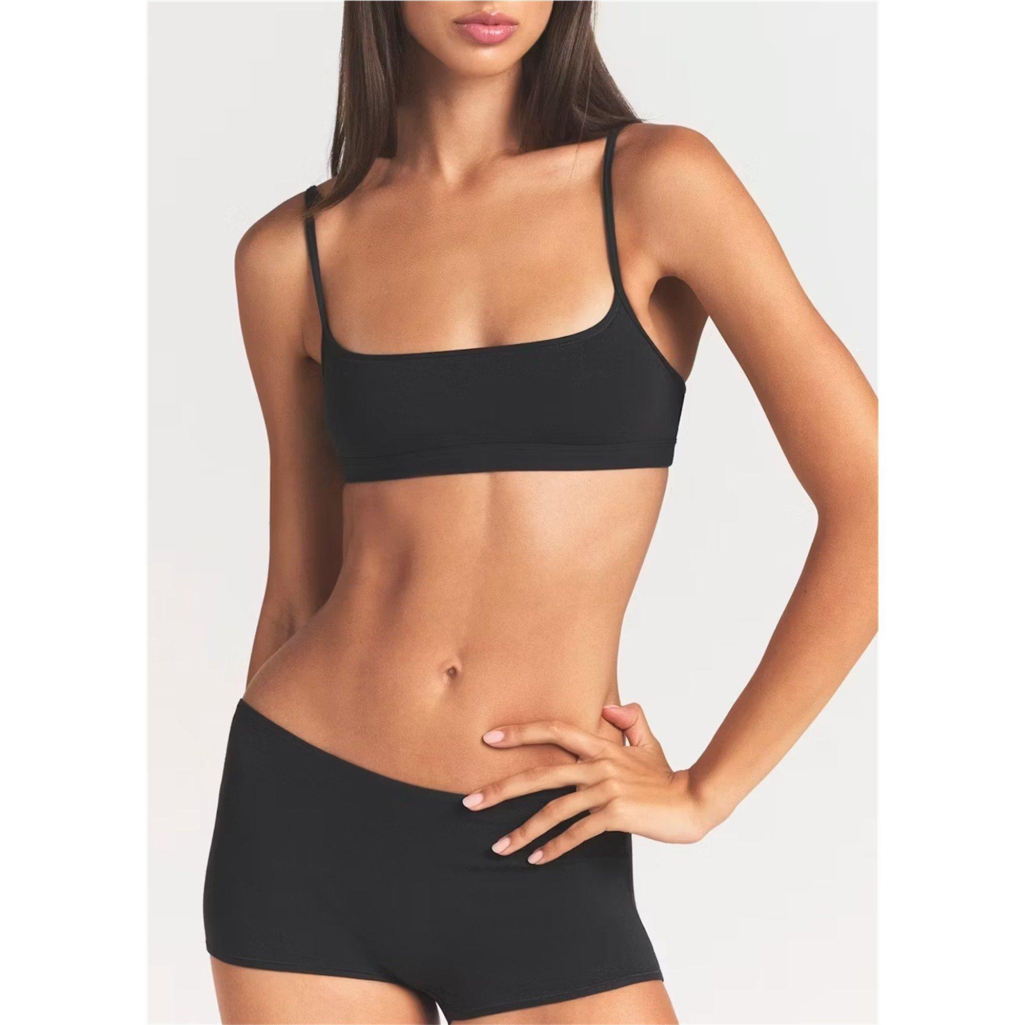 BLACK - SKIMS - Women's Everyday Cotton Scoop Bralette - 2