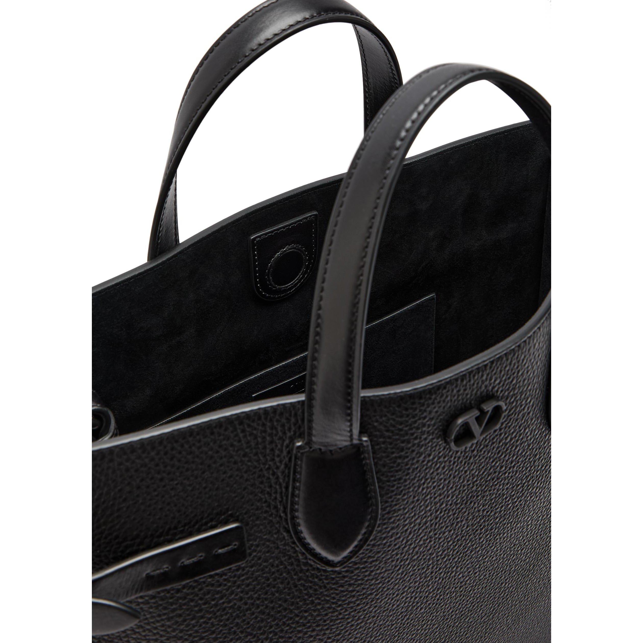 BLACK - Valentino - Men's Antibes Leather Tote Bag - 4