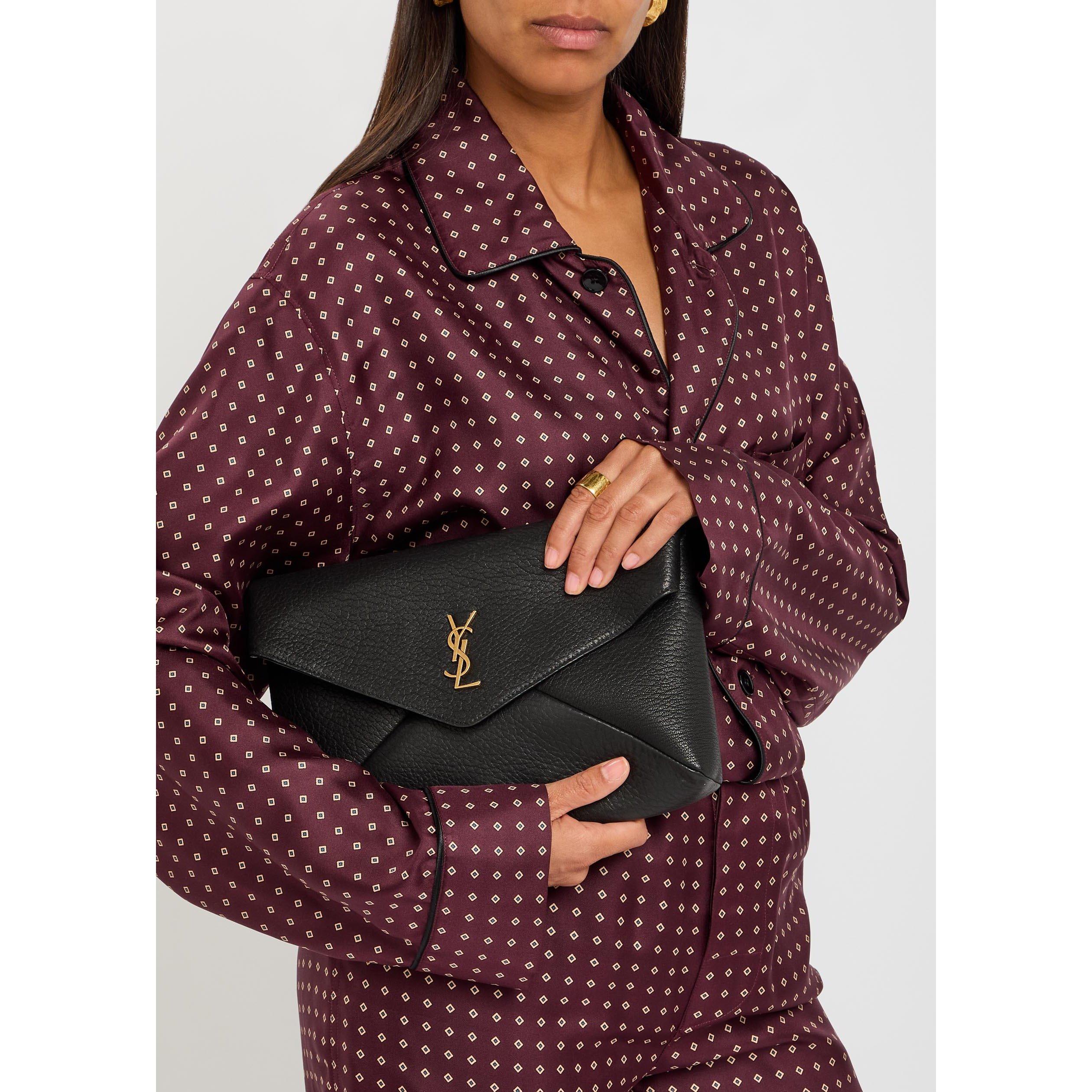 BLACK - Saint Laurent - Women's Large Leather Envelope Pouch - 3