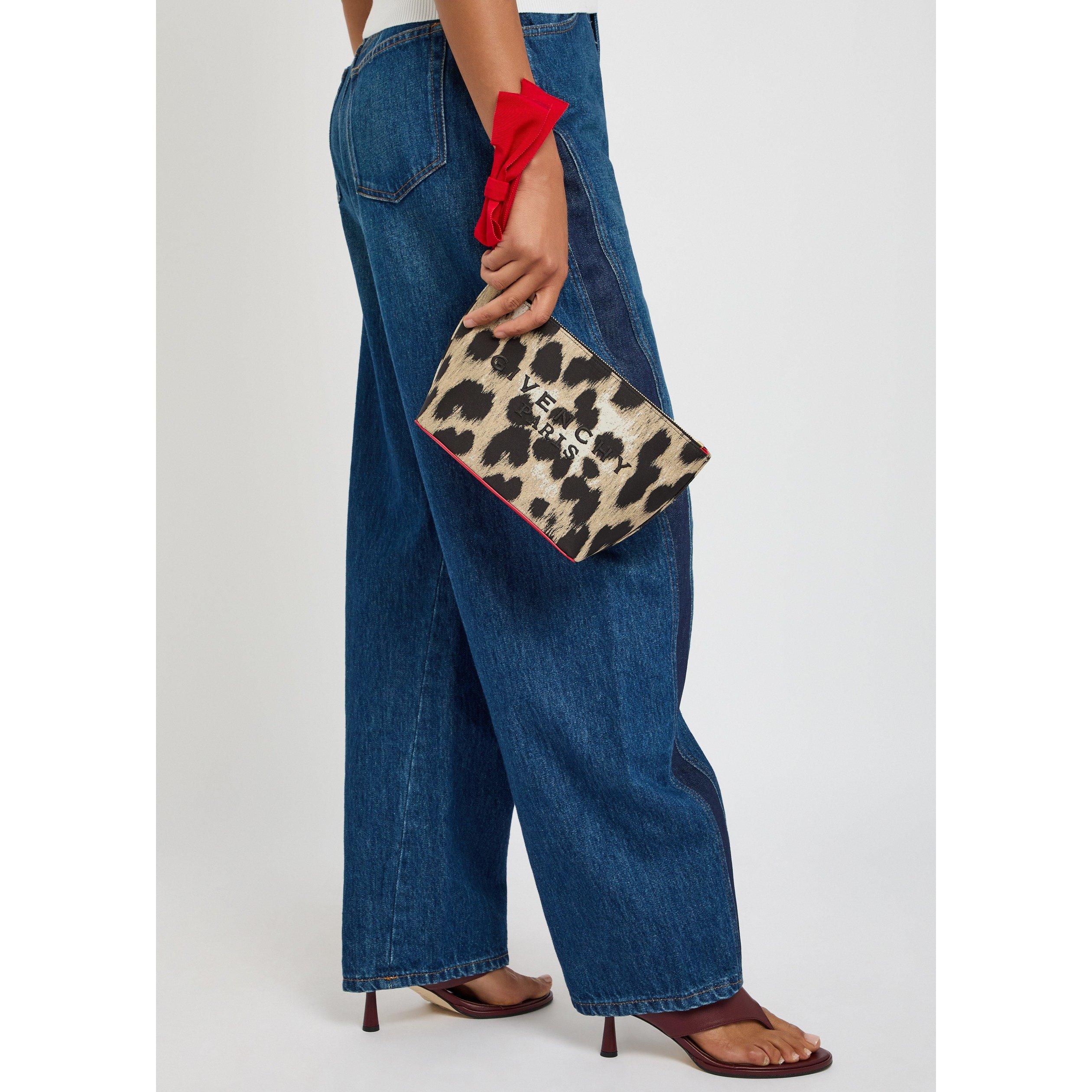 BLACK AND OTHER - GIVENCHY - Women's Small Logo Leopard Jacquard Pouch - 3