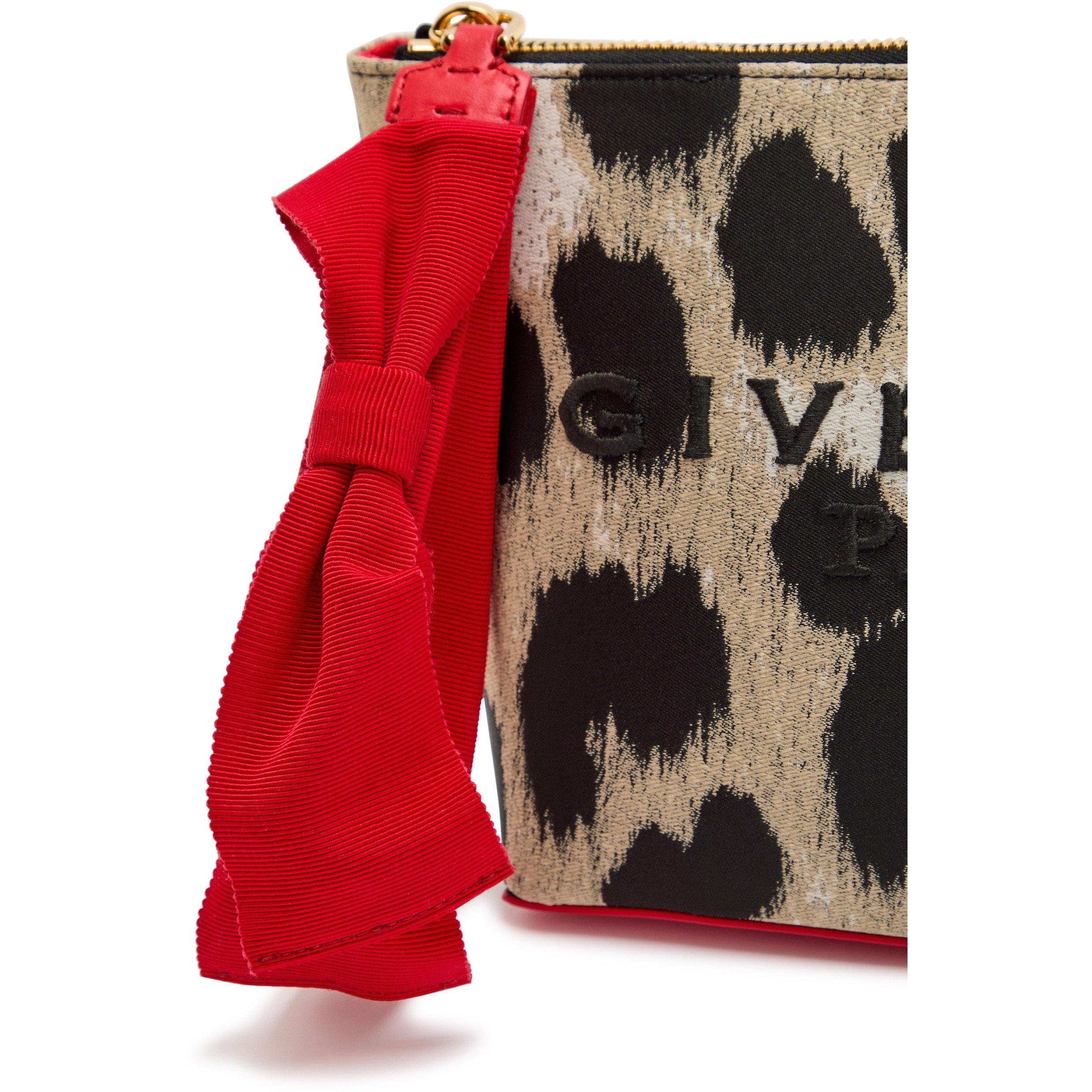 BLACK AND OTHER - GIVENCHY - Women's Small Logo Leopard Jacquard Pouch - 4