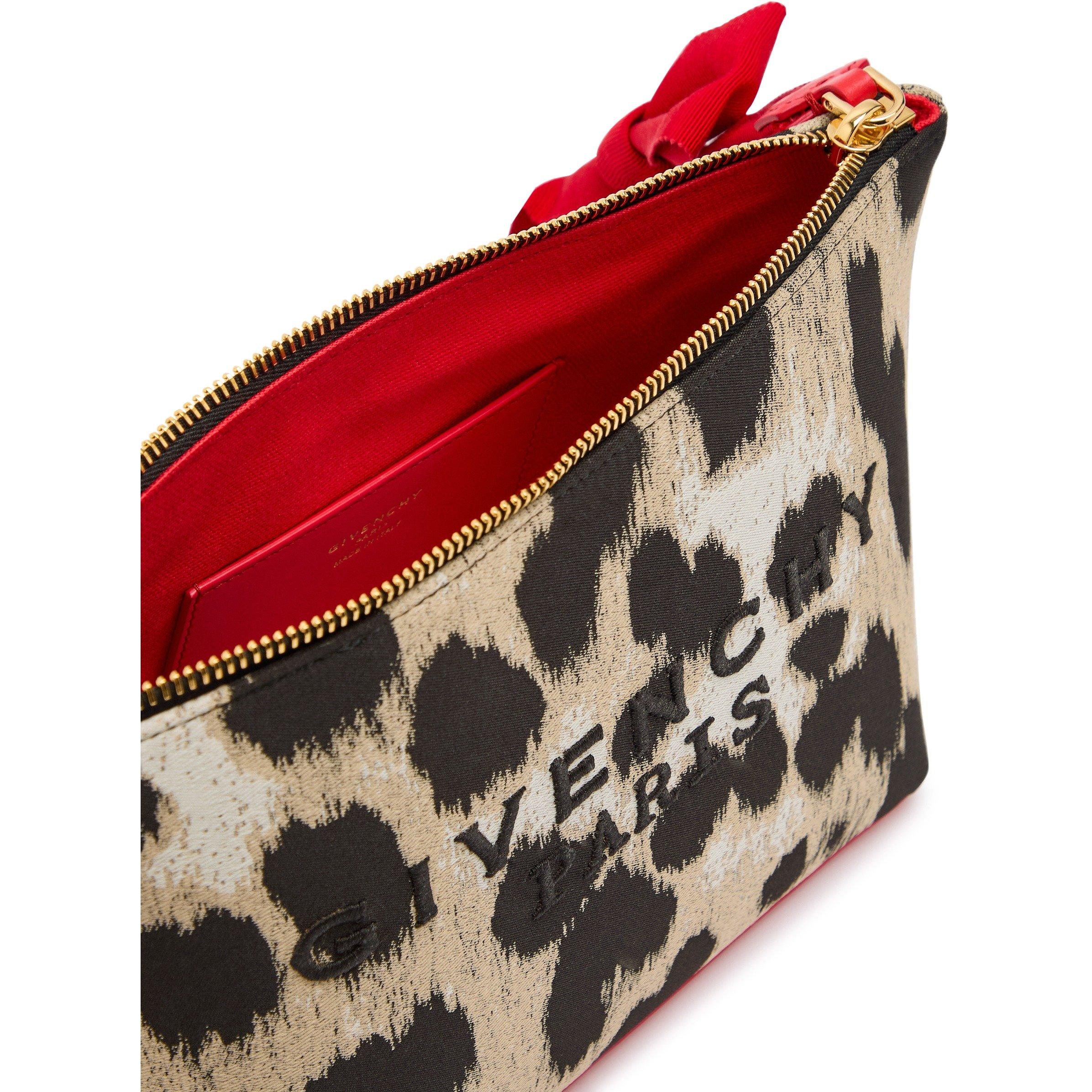 BLACK AND OTHER - GIVENCHY - Women's Small Logo Leopard Jacquard Pouch - 5