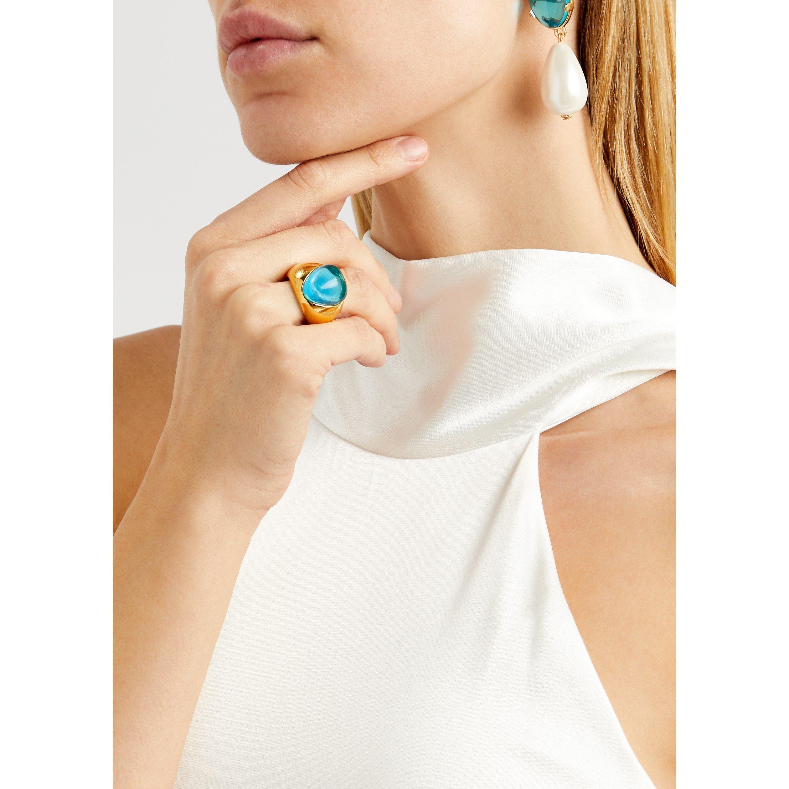 AQUA - Kenneth Jay Lane - AQUA CABOCHON RING - 3