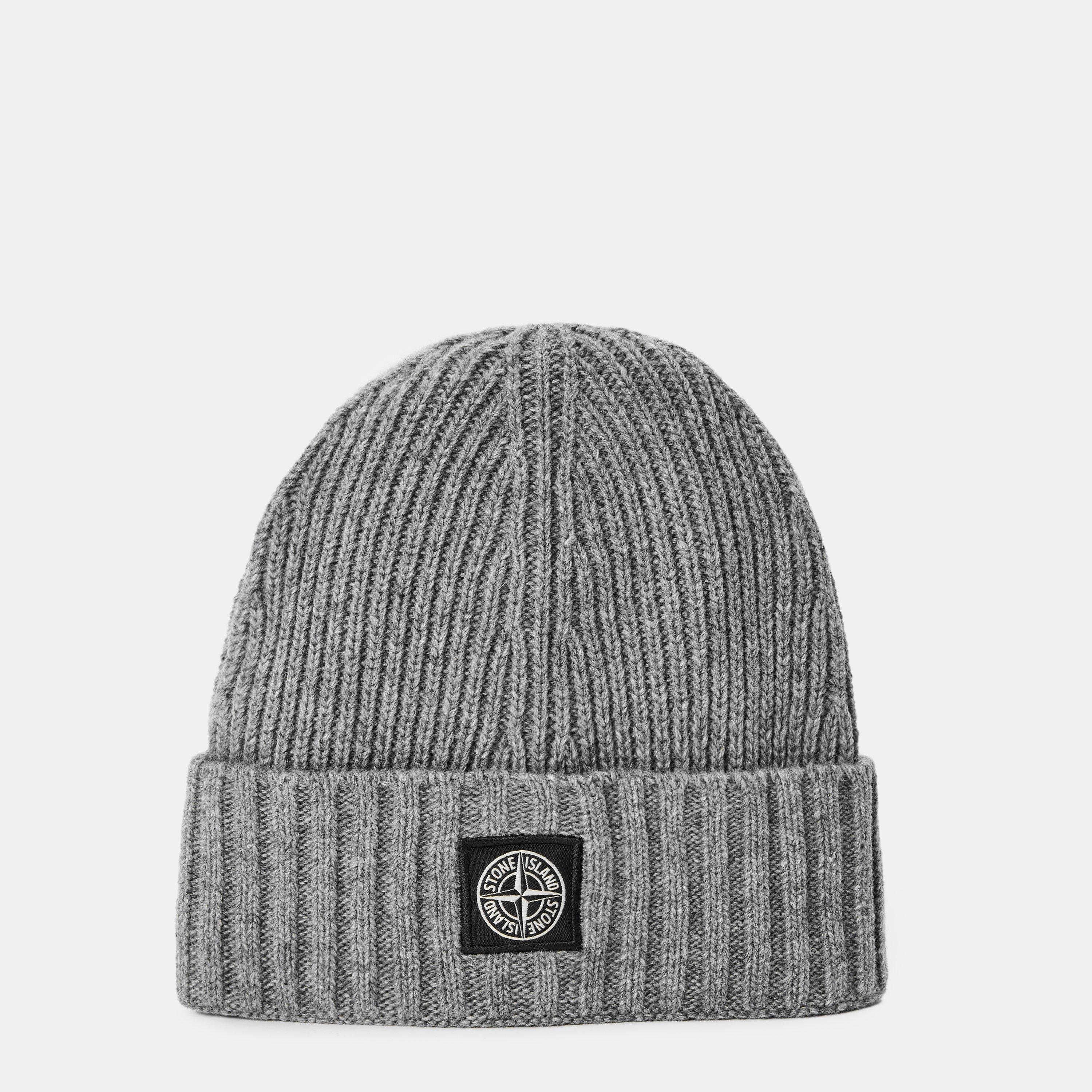 Stone Island Kids' Wool Logo Beanie - Dark Grey V0M67 - Size 02