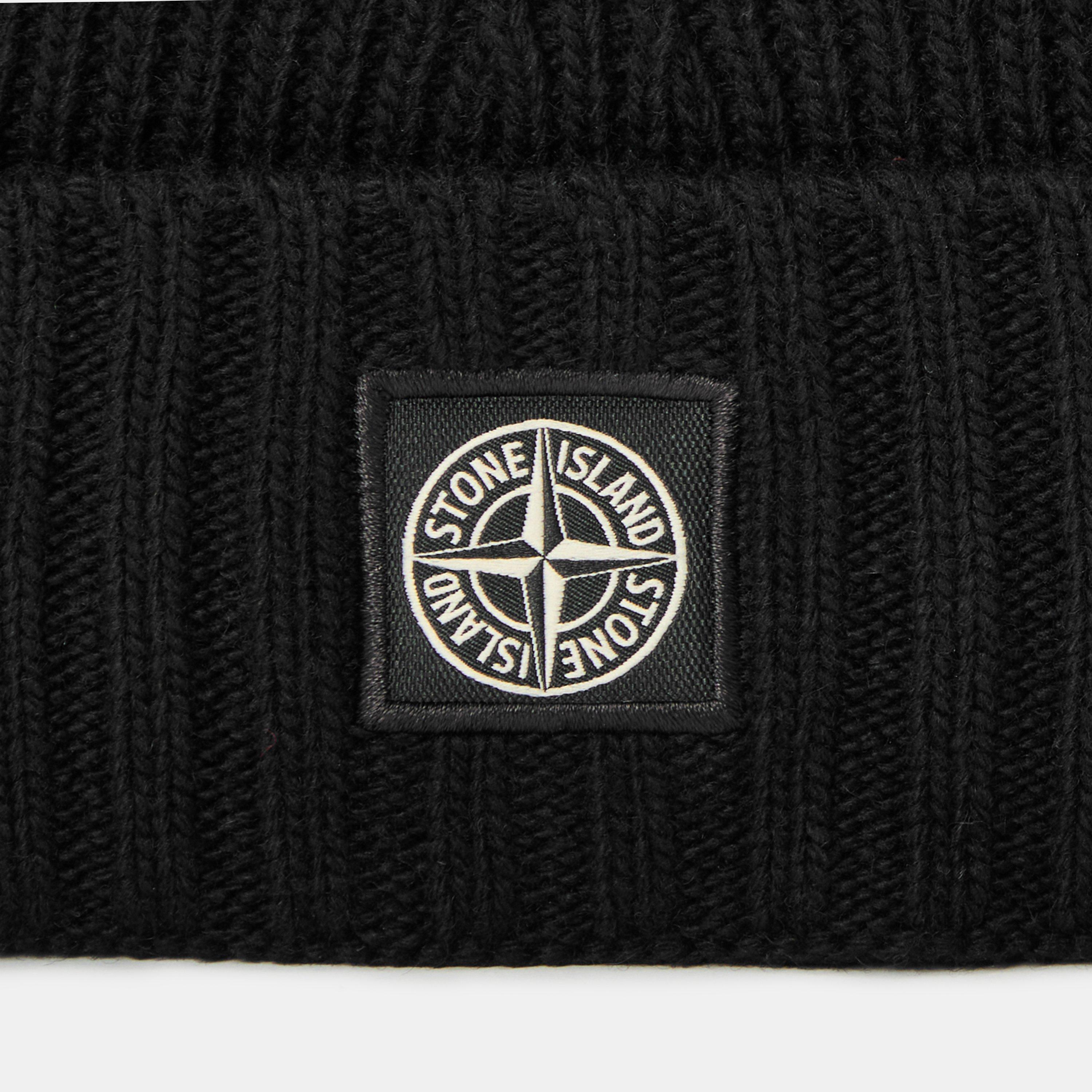 Black V0029 - Stone Island - Kids' Wool Logo Beanie - 3
