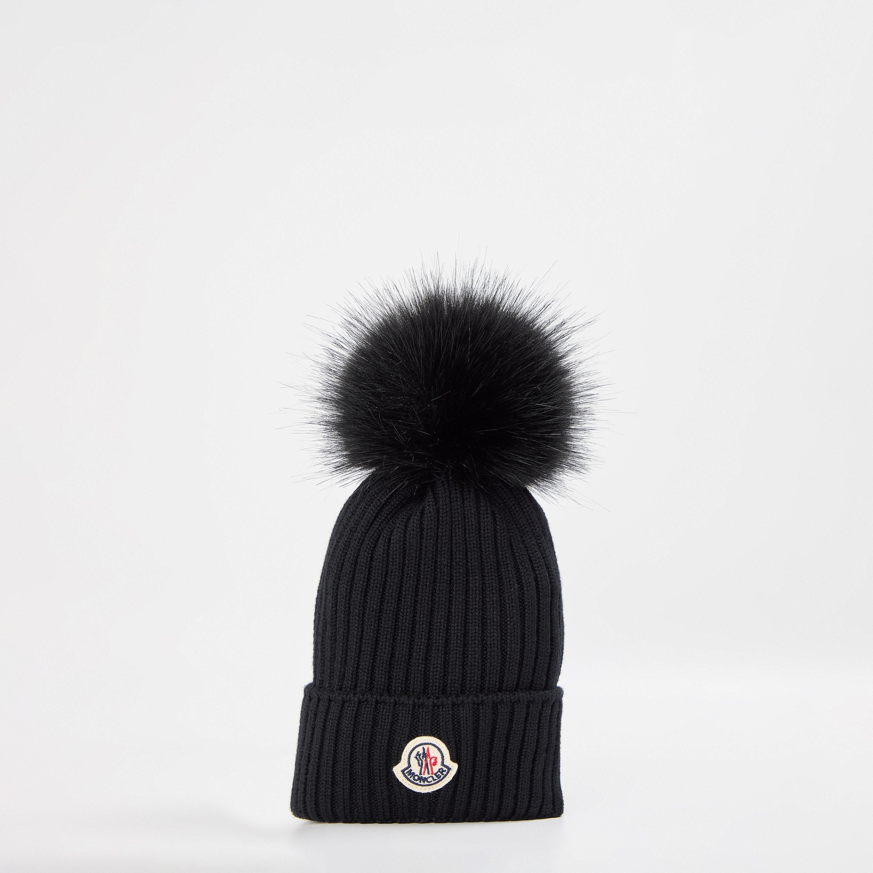Black 999 - Moncler - Kids' Ribbed Knit Insulating Beanie - 1