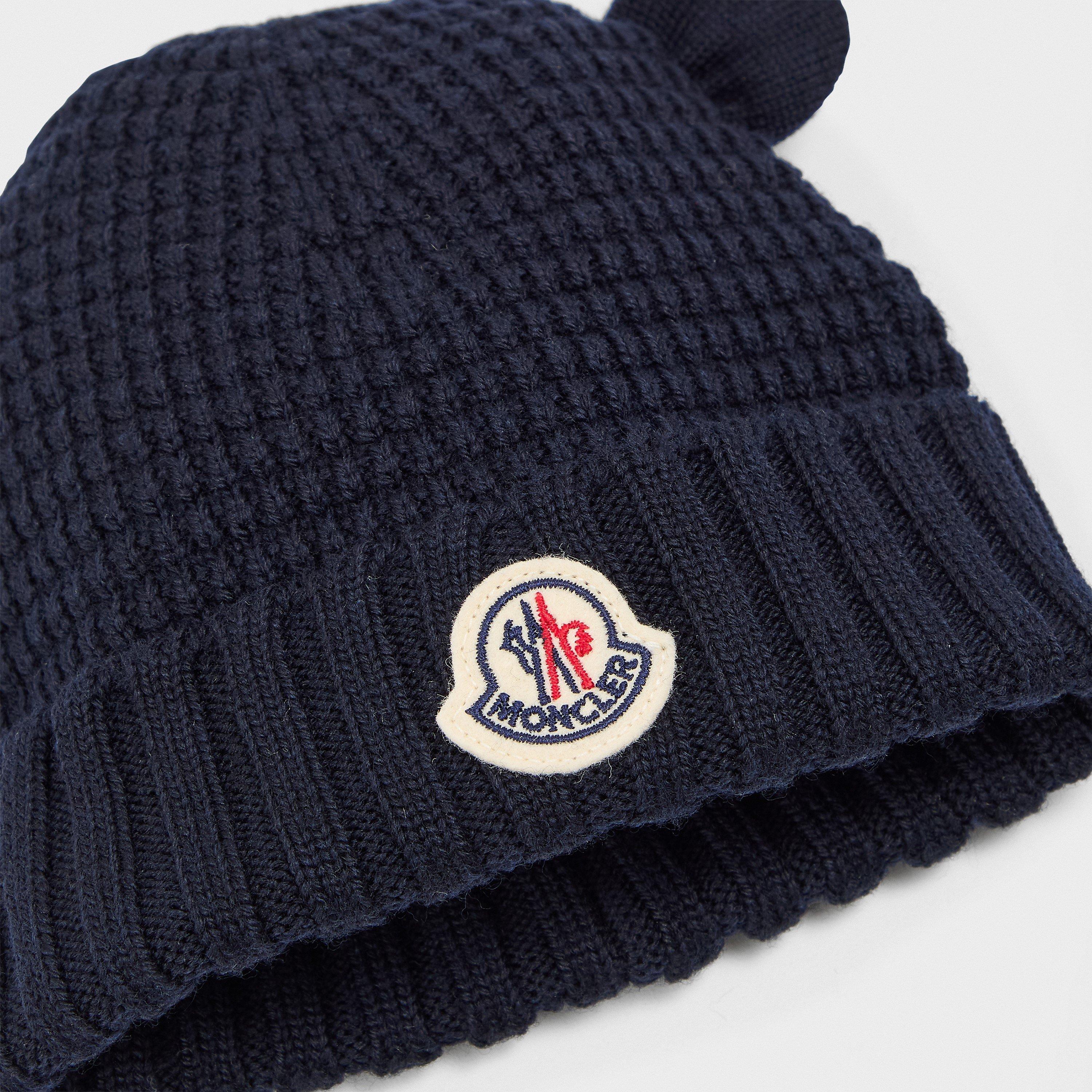 Navy 742 - Moncler - Unisex Kids' Bear Beanie - 3