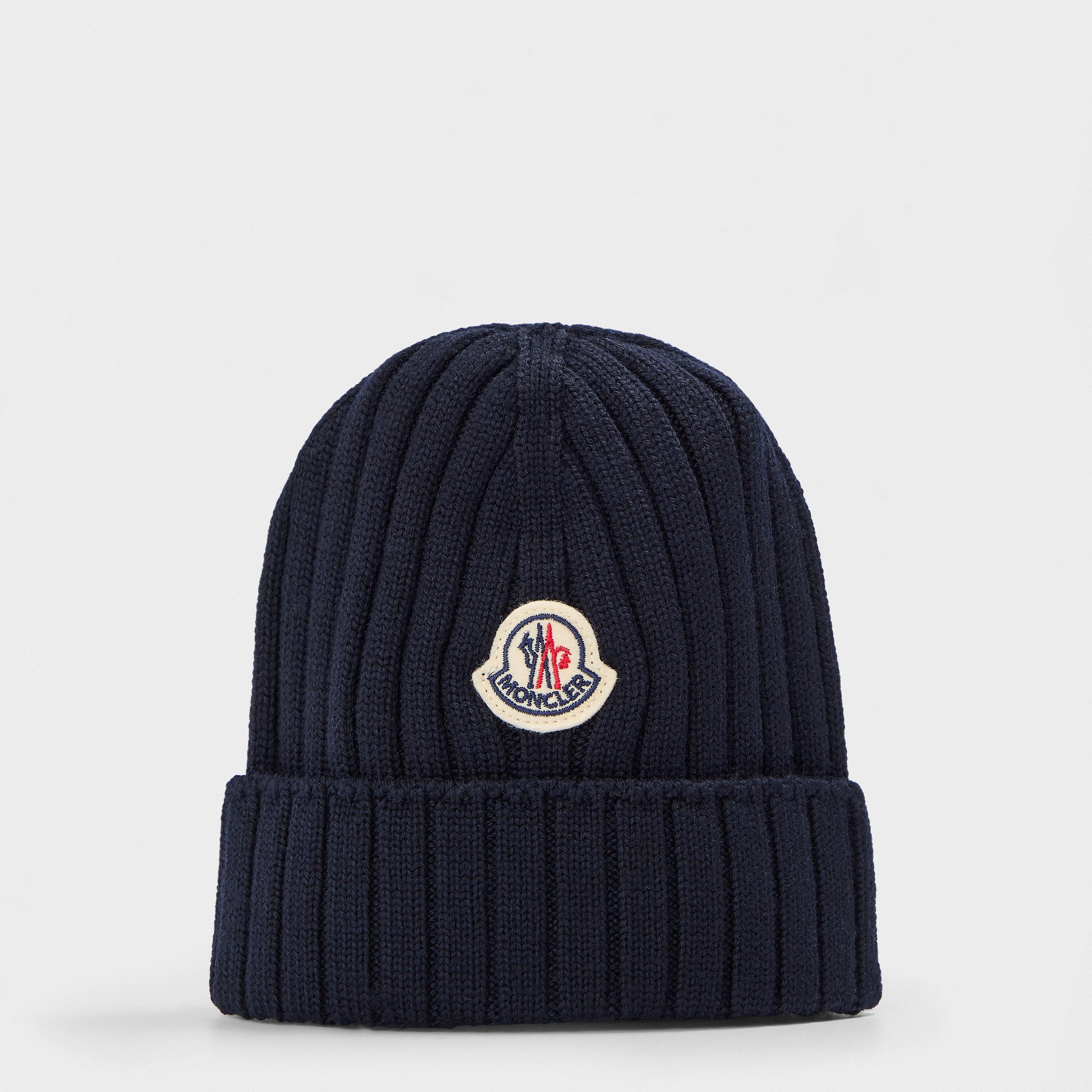 Navy 742 - Moncler - Unisex Kids' Logo Beanie - 1